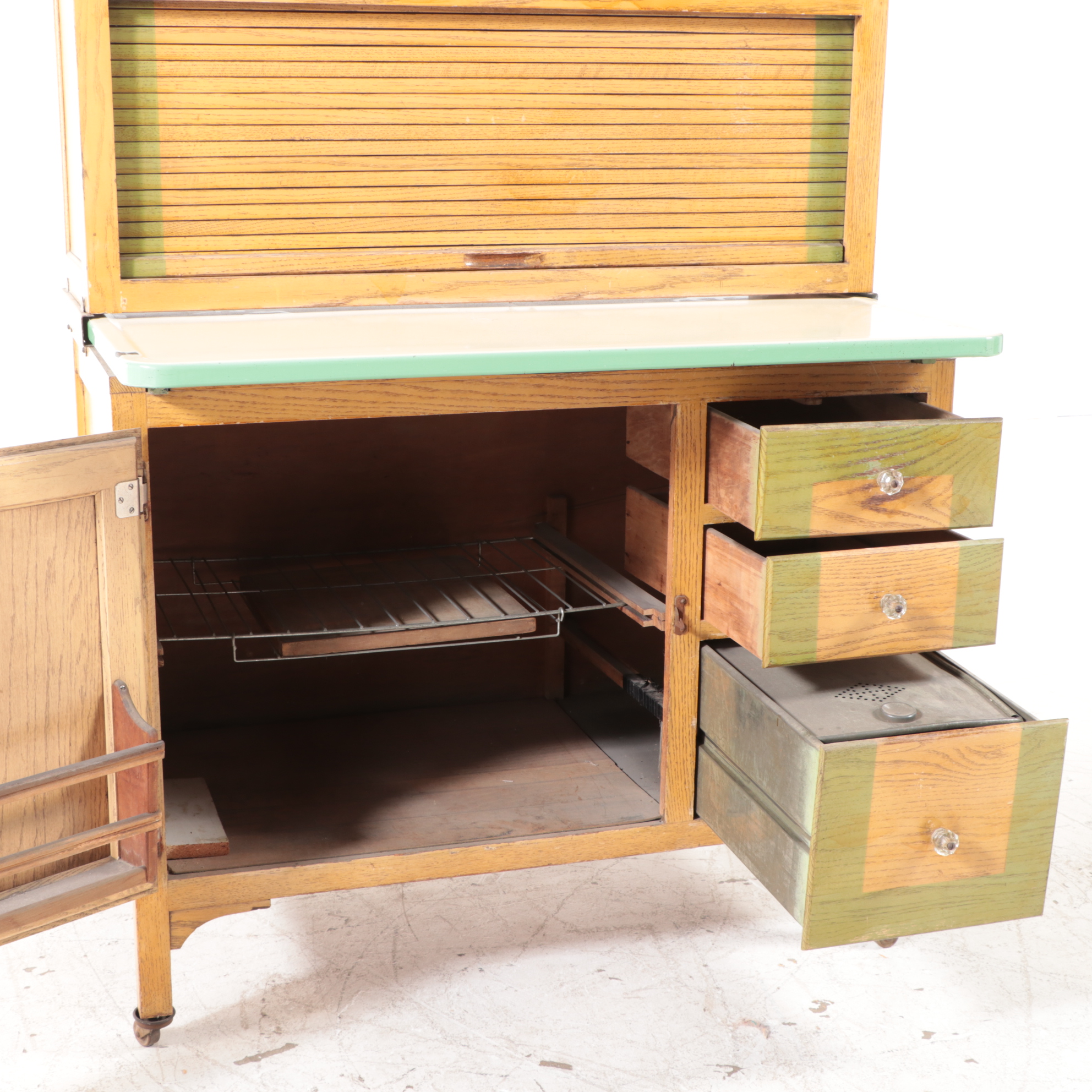 Sellers Oak Hoosier Cabinet, Circa 1930