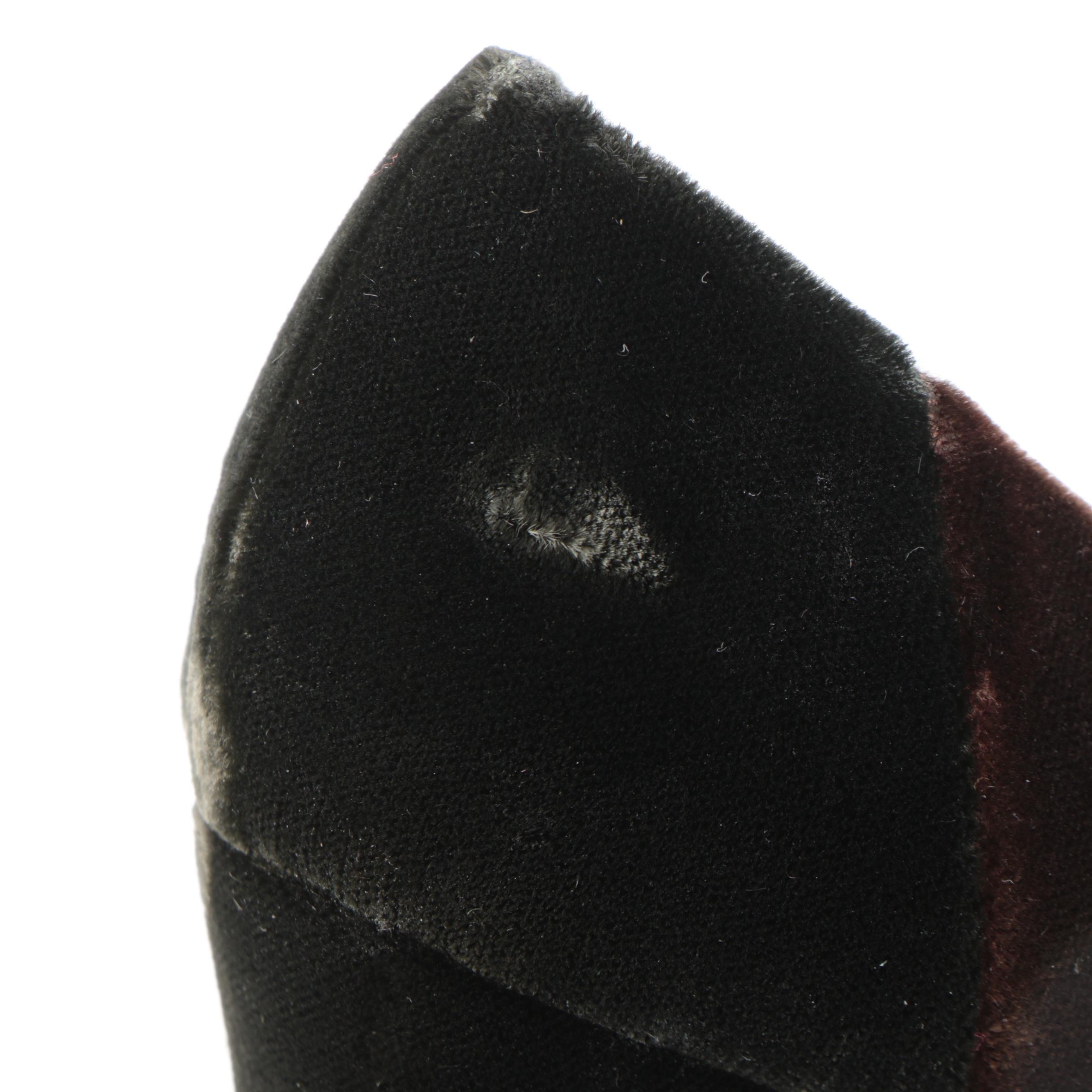 Prada Bicolor Velvet Pumps in Brown/Black with Box