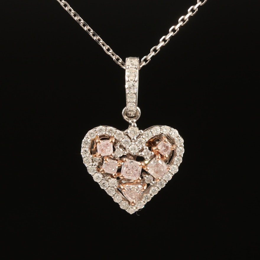 18K 0.77 CTW Diamond Heart Pendant Necklace