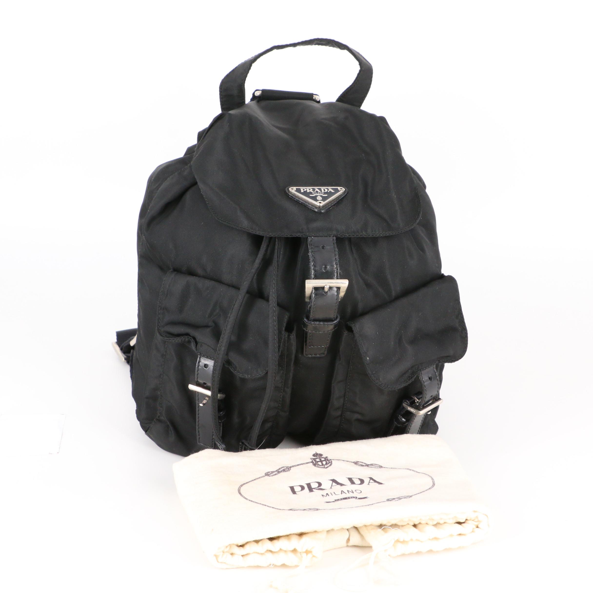 Prada Small Backpack in Black Tessuto Nylon and Leather