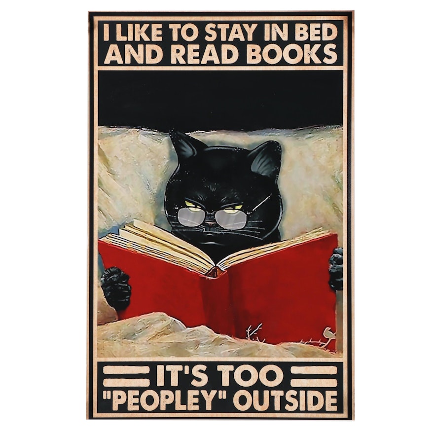 Giclée of Black Cat Reading, 21st Century
