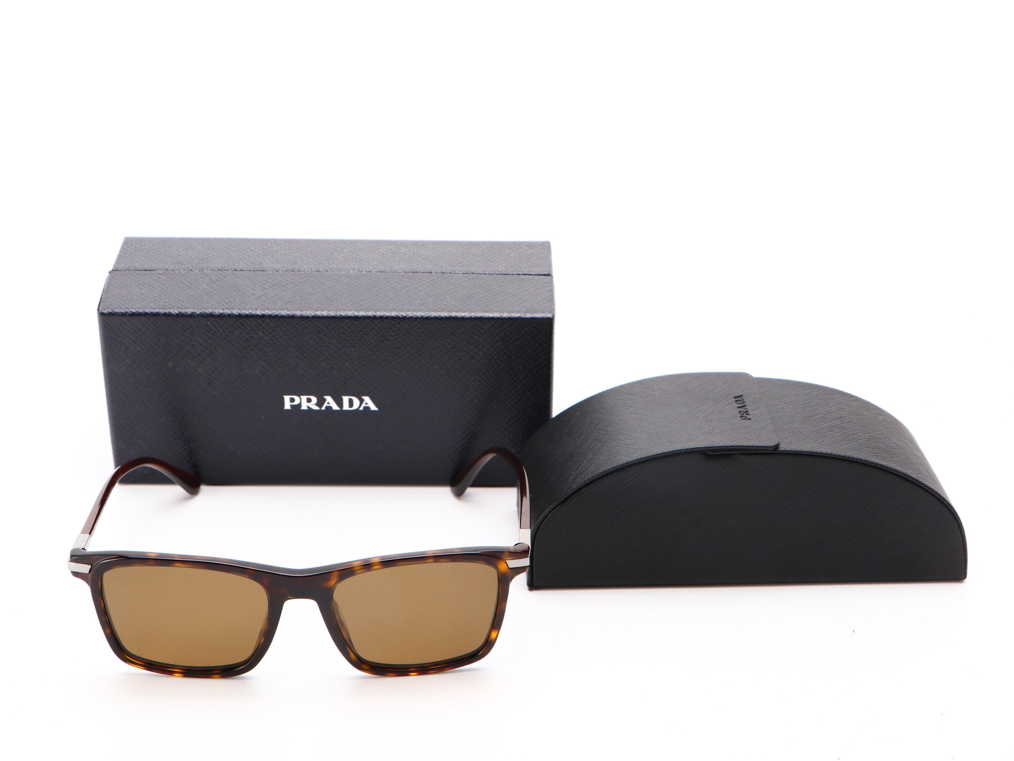 Prada SPR19X Polarized Havana Sunglasses with Case and Box