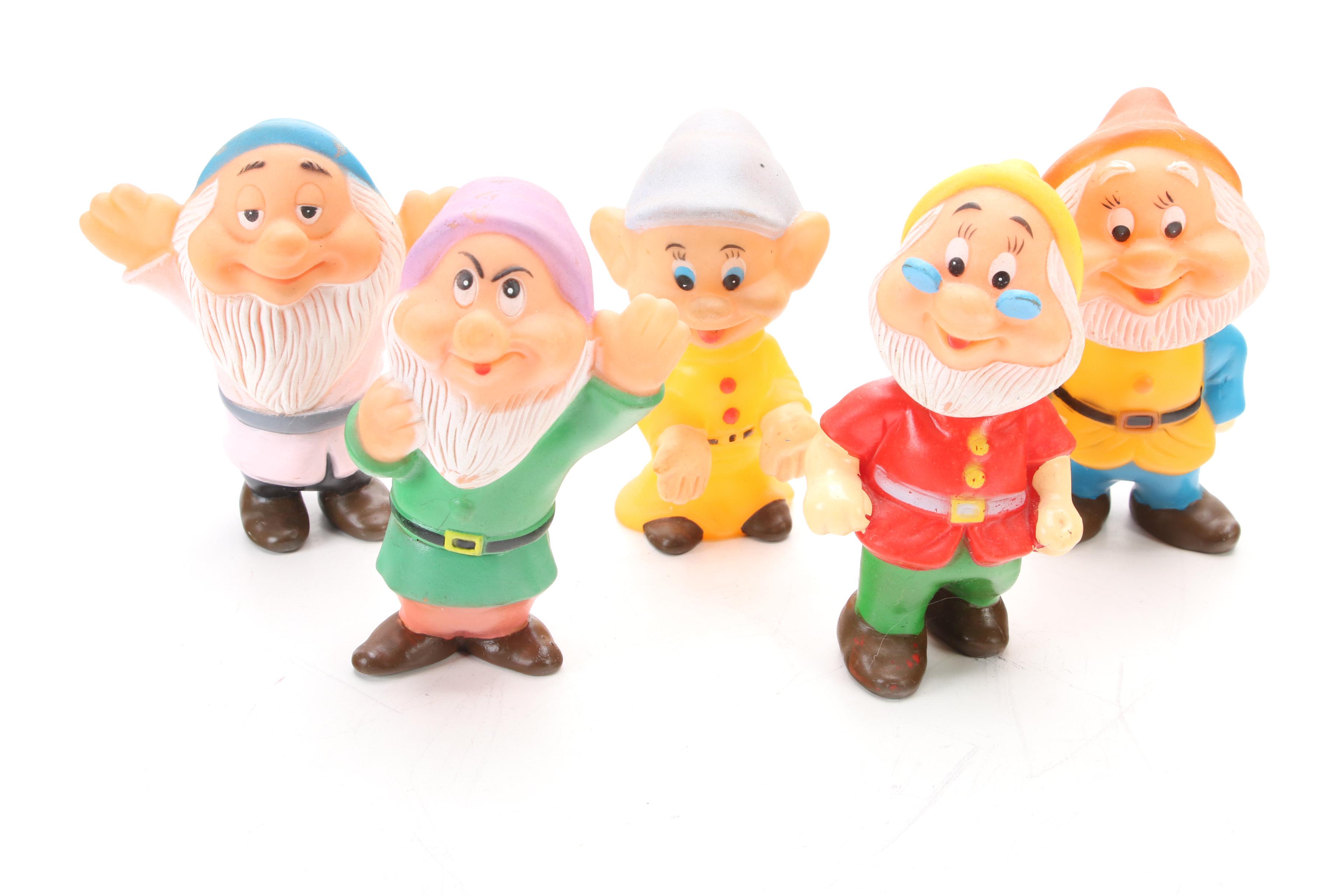 Walt Disney Productions Squeaky Rubber Seven Dwarfs, Mid-20th Century