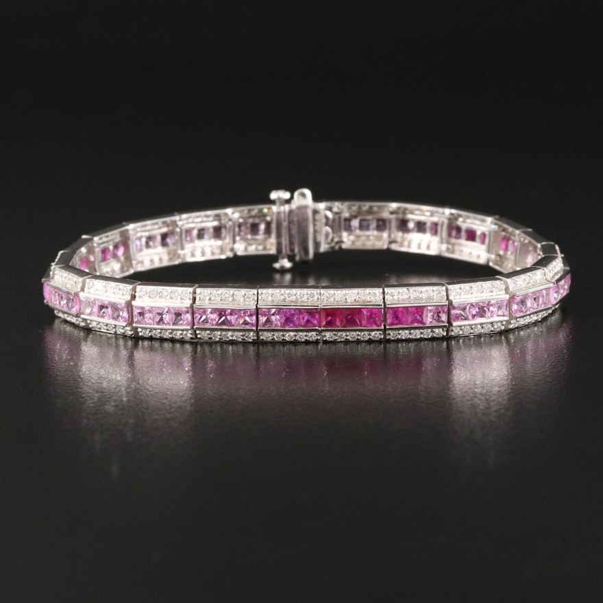 14K Ruby, Sapphire and 1.66 CTW Diamond Bracelet