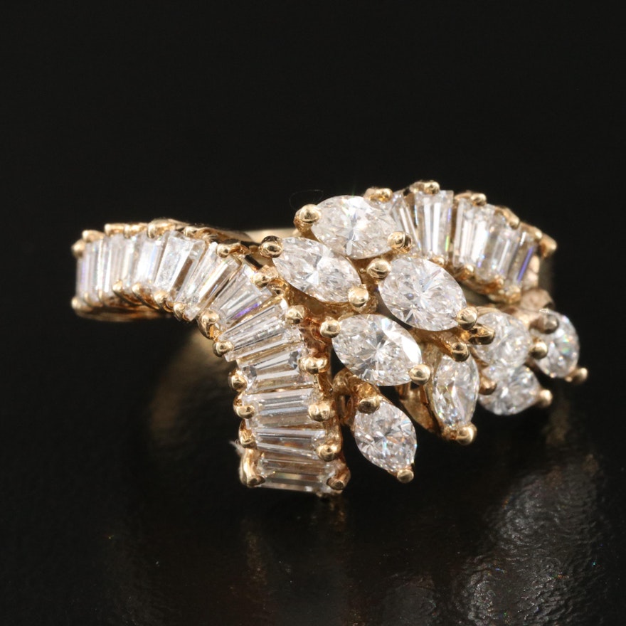 14K 2.05 CTW Diamond Cluster Ring