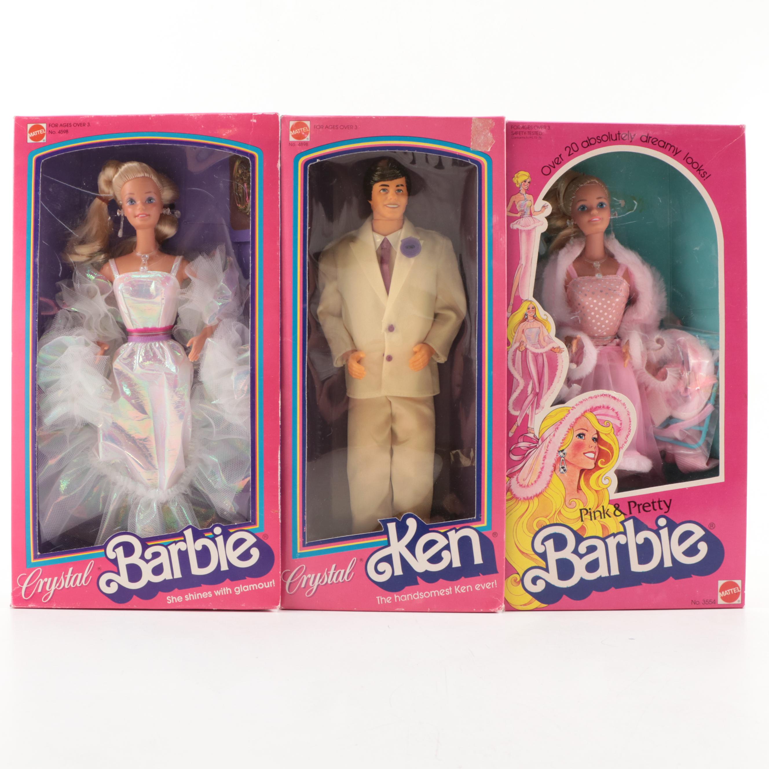 Mattel "Jewel Secrets" Barbie and Ken Dolls with Others, Late 20th Century