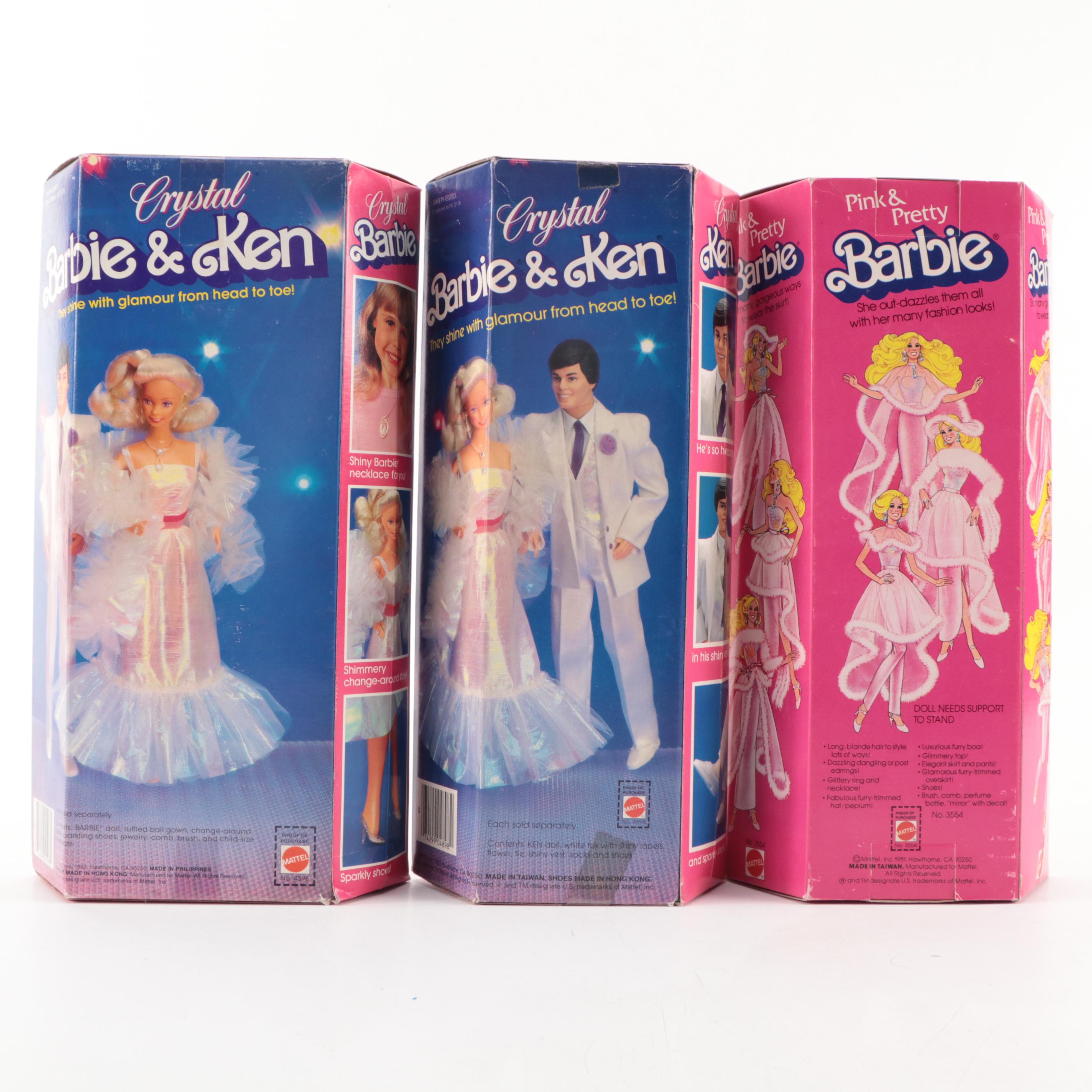 Mattel "Jewel Secrets" Barbie and Ken Dolls with Others, Late 20th Century