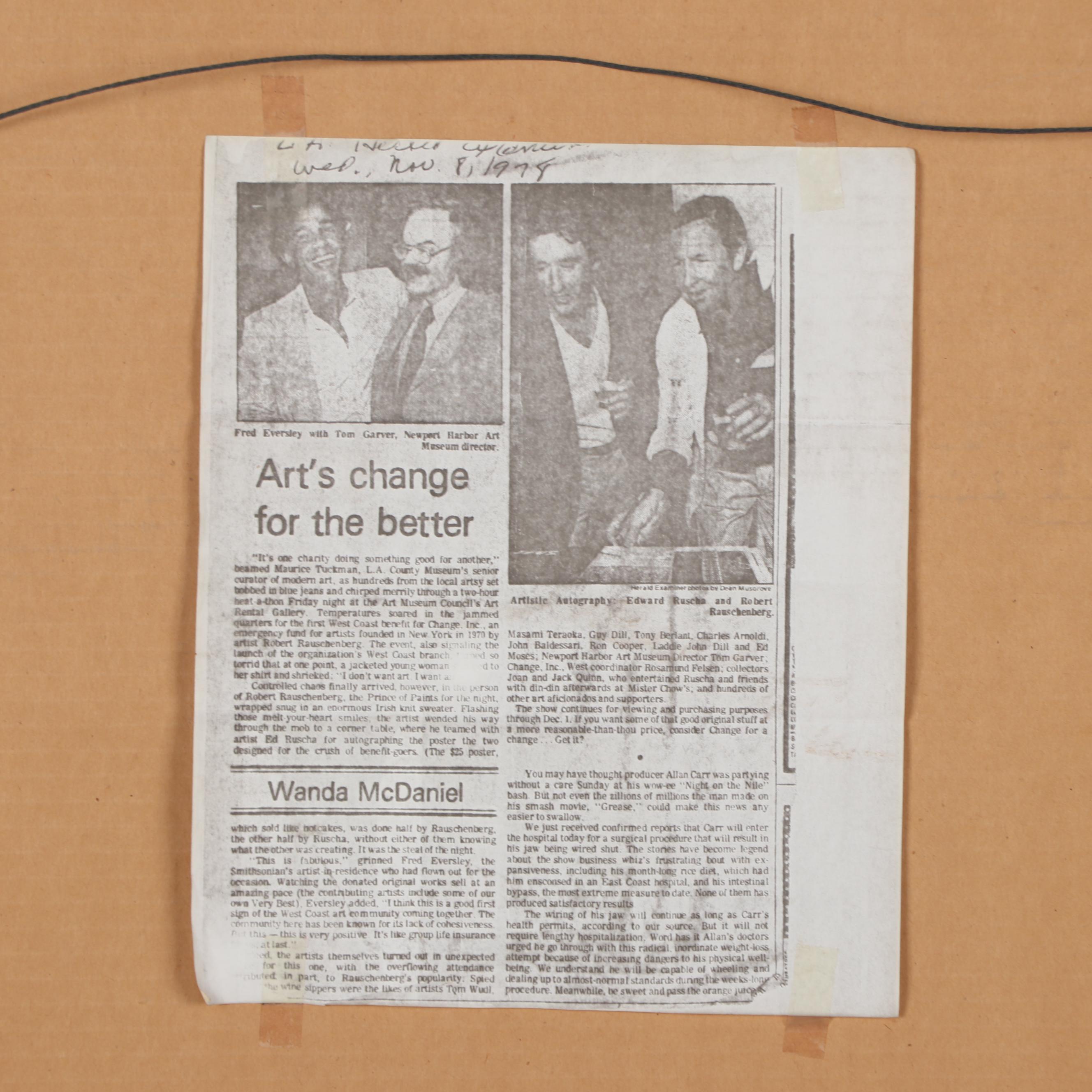 Robert Rauschenberg and Ed Ruscha Benefit Poster for Change, Inc.