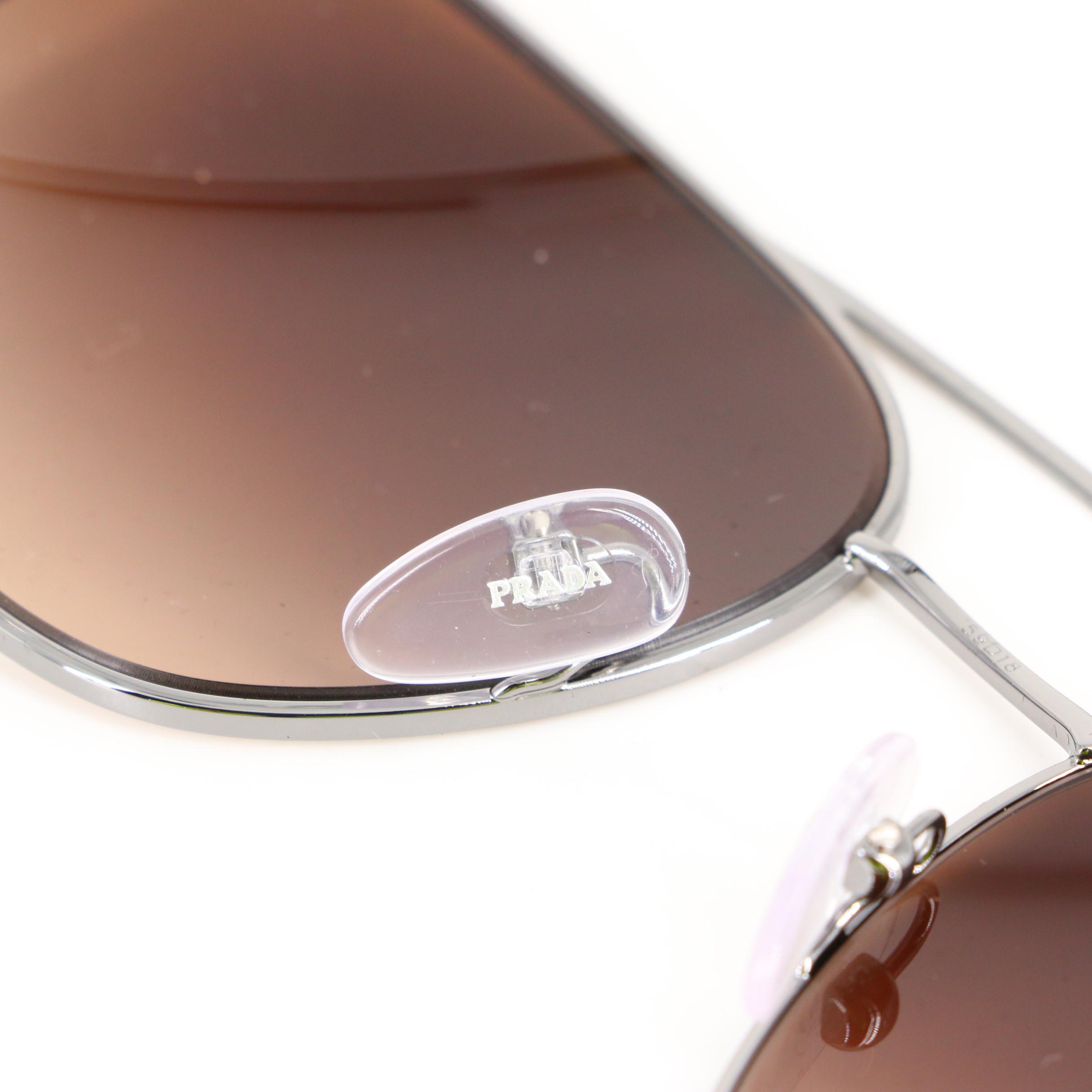 Prada SPR53V Metal Frame Brown Gradient Lens Sunglasses with Case and Box