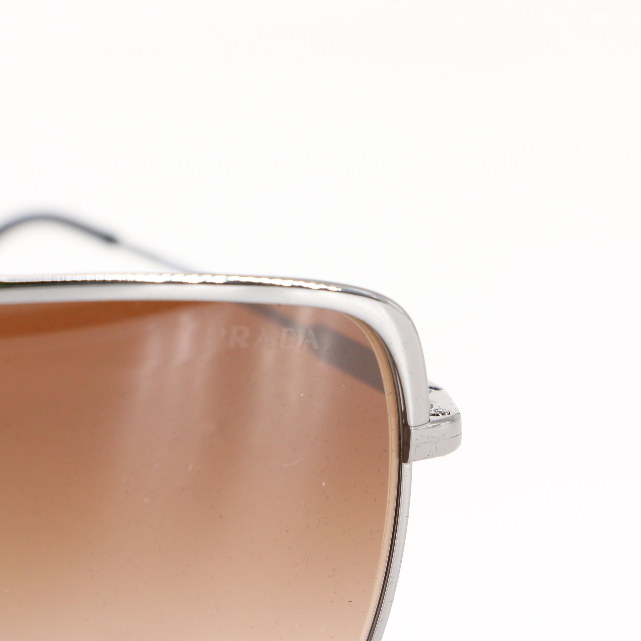 Prada SPR53V Metal Frame Brown Gradient Lens Sunglasses with Case and Box