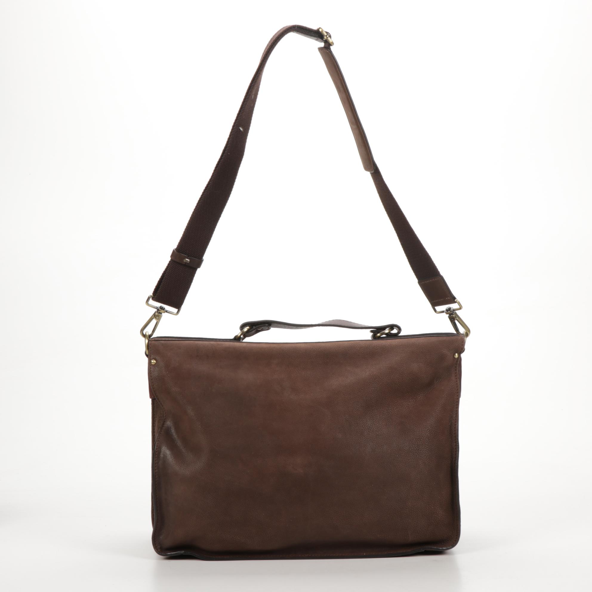 Gianni Conti Crossbody Satchel In Brown Leather