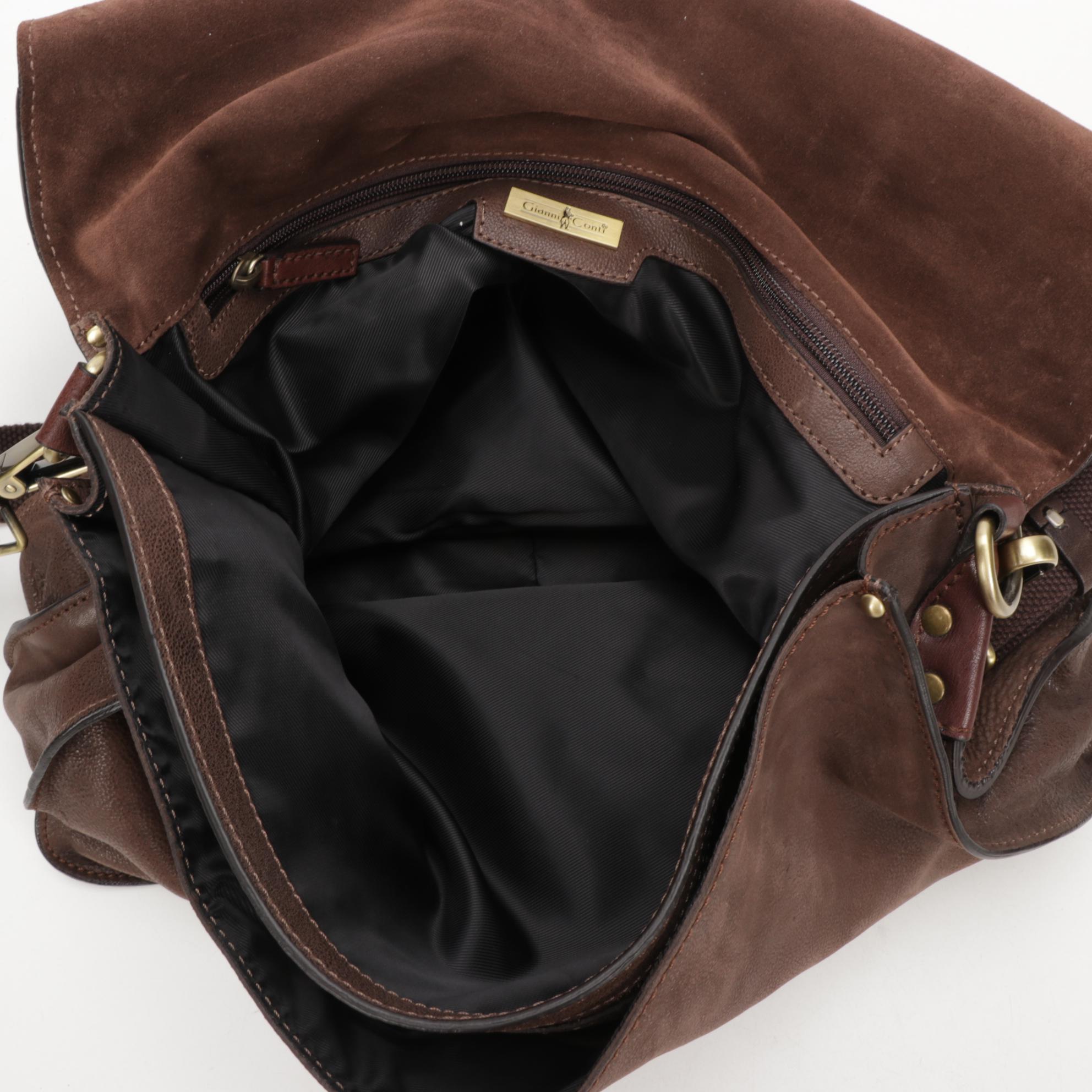 Gianni Conti Crossbody Satchel In Brown Leather