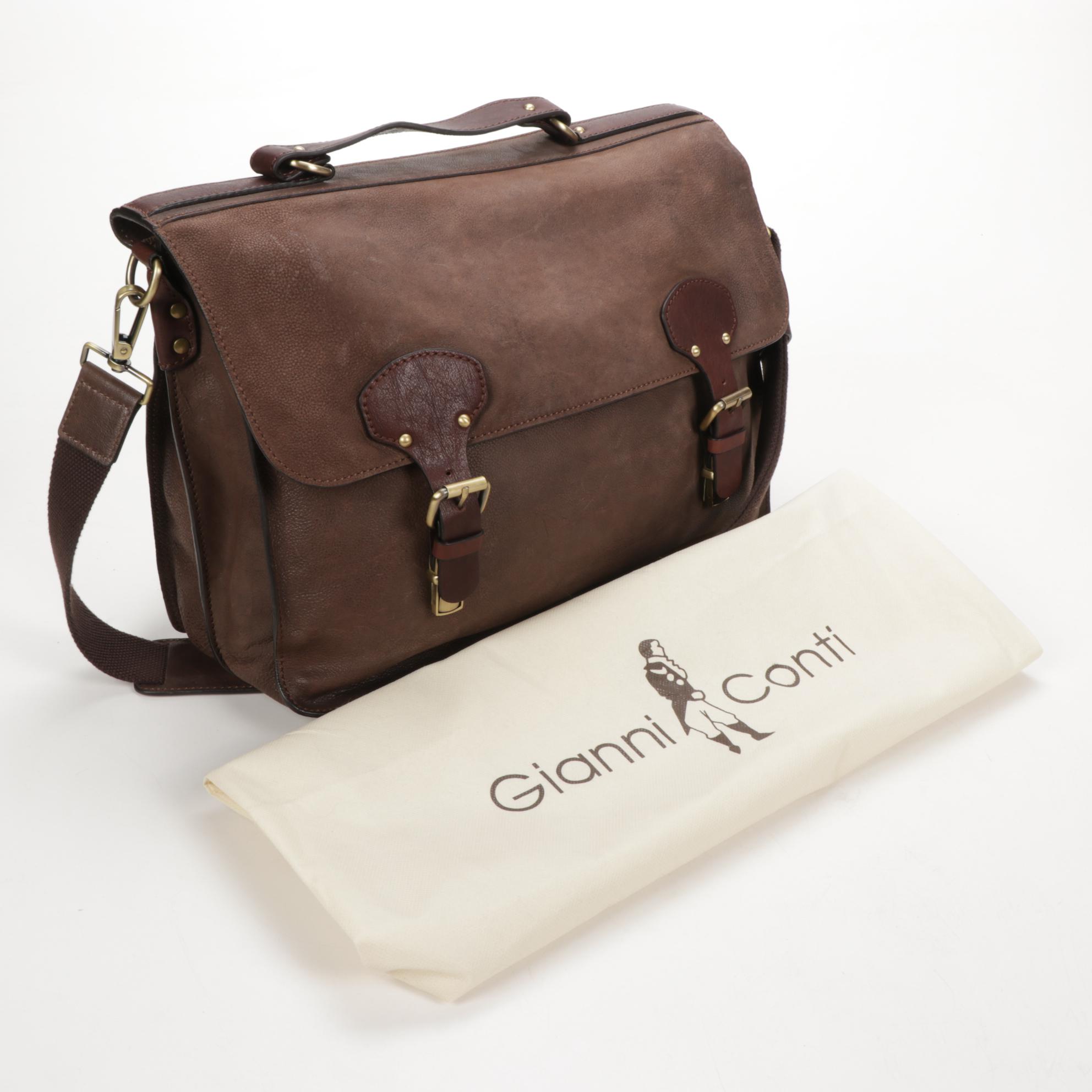 Gianni Conti Crossbody Satchel In Brown Leather