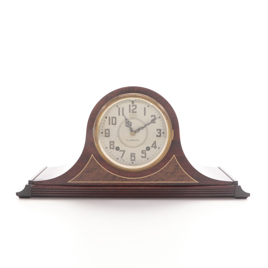 Plymouth Clock Co. Tambour Case Eight-Day Mantel Clock, Mid-20th Century