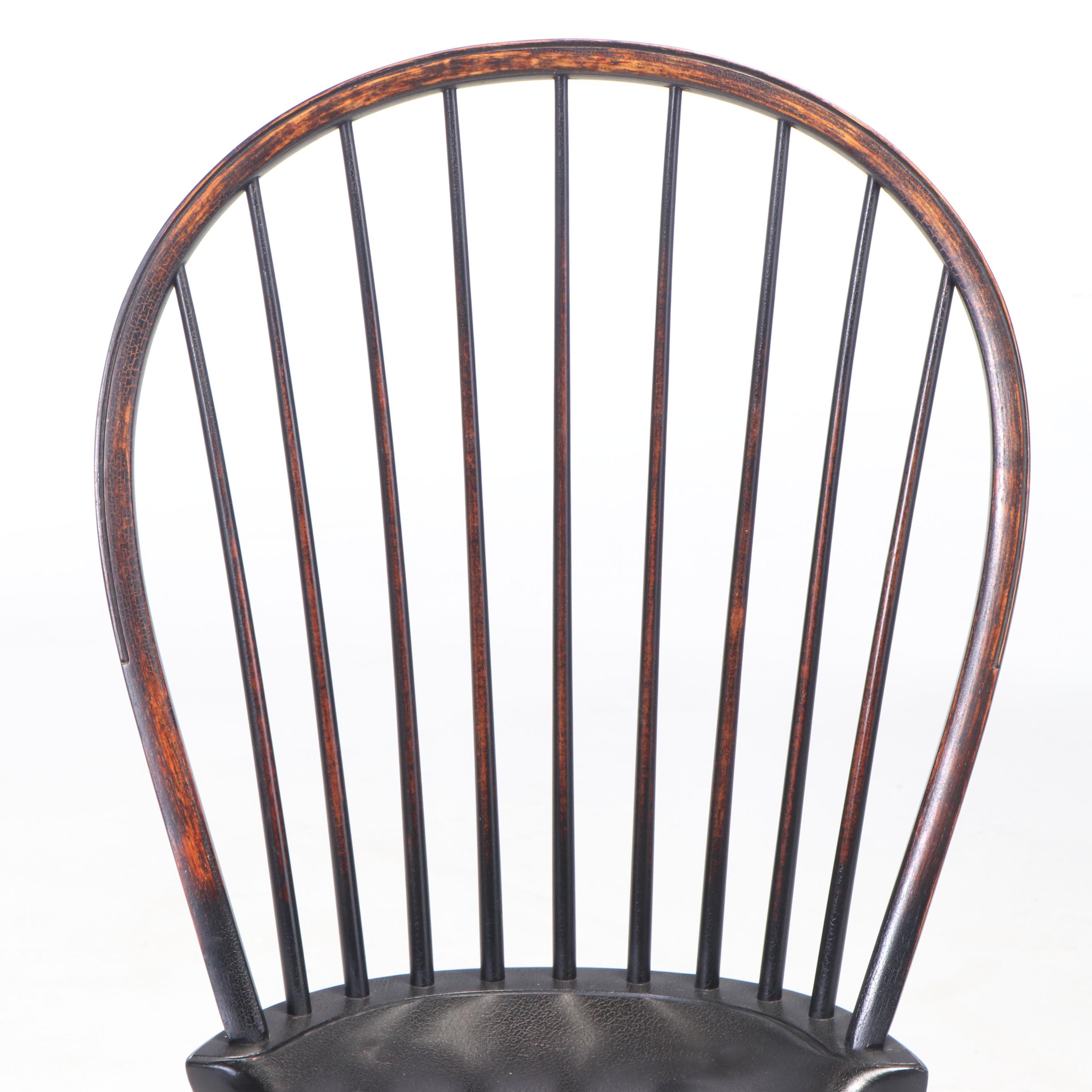 D.R. Dimes American Primitive Style Tiger Maple and Ebonized Windsor Dining Set