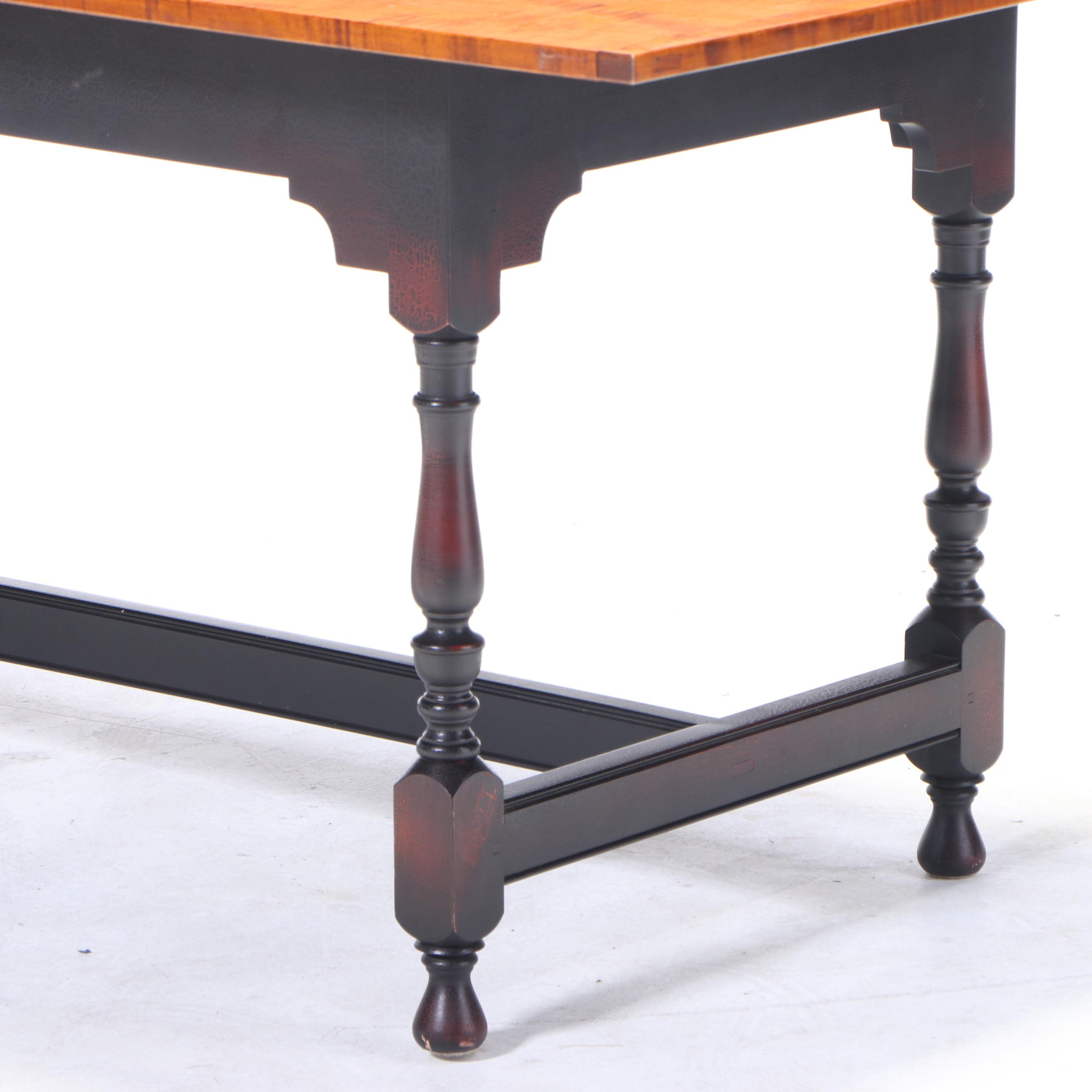 D.R. Dimes American Primitive Style Tiger Maple and Ebonized Windsor Dining Set