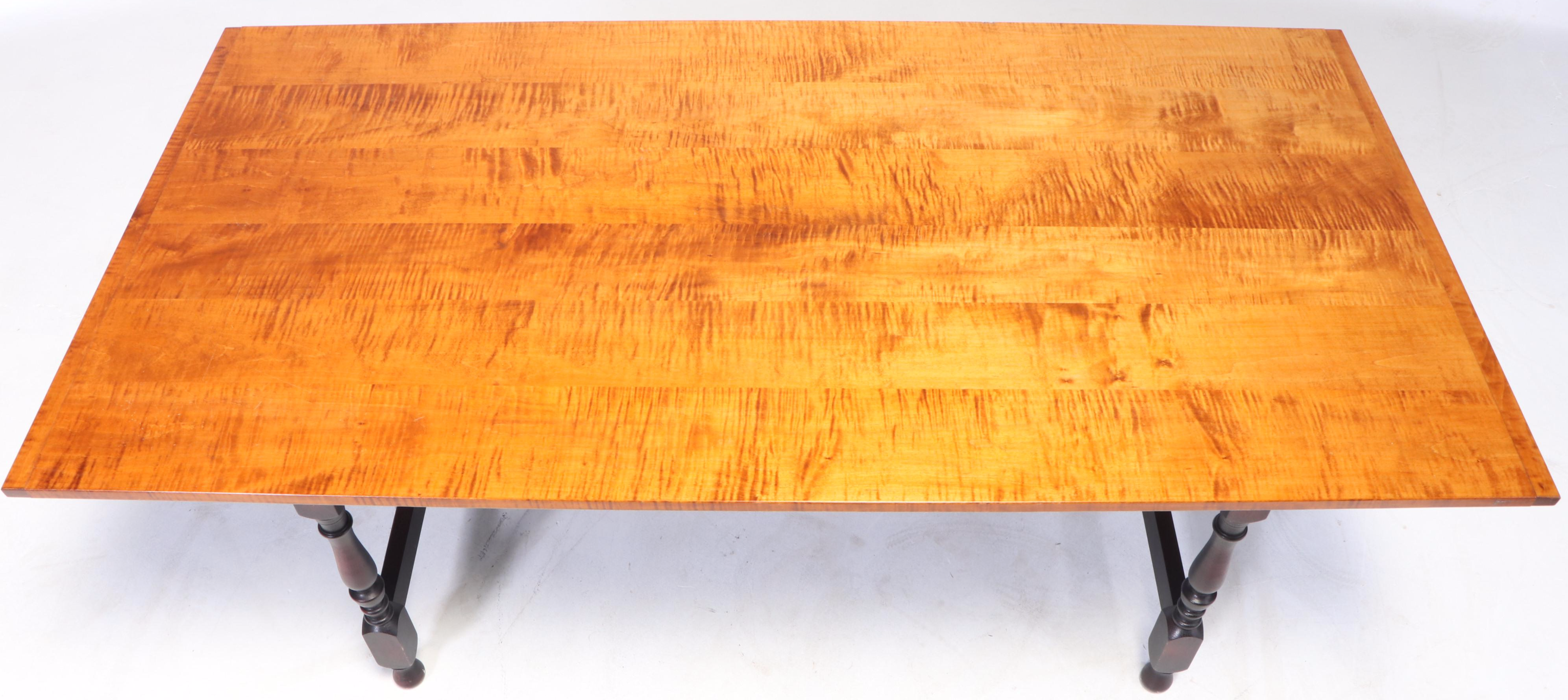 D.R. Dimes American Primitive Style Tiger Maple and Ebonized Windsor Dining Set