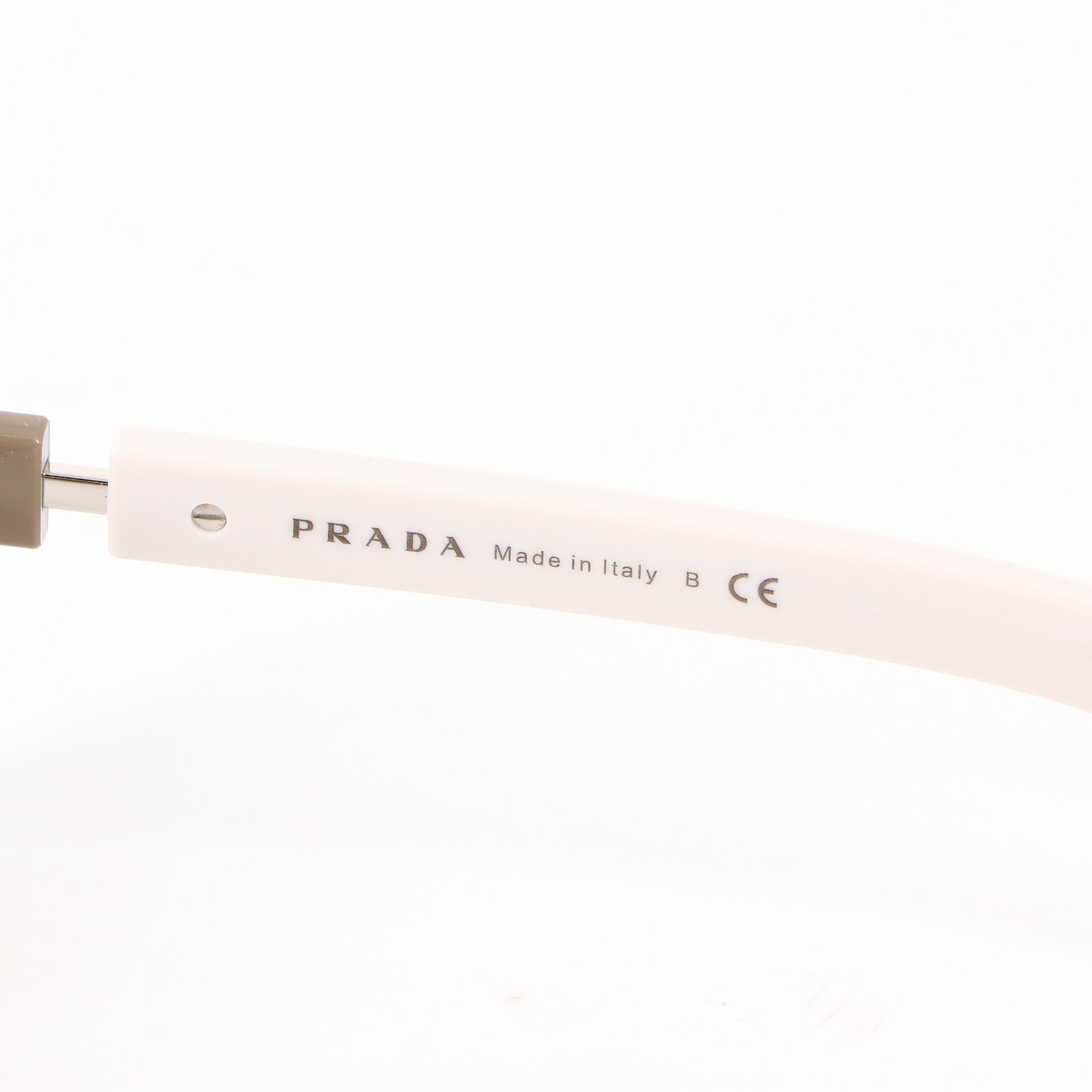 Prada SPR 14X Modified Cat-Eye Taupe/Off-White Frame Gradient Lens With Case