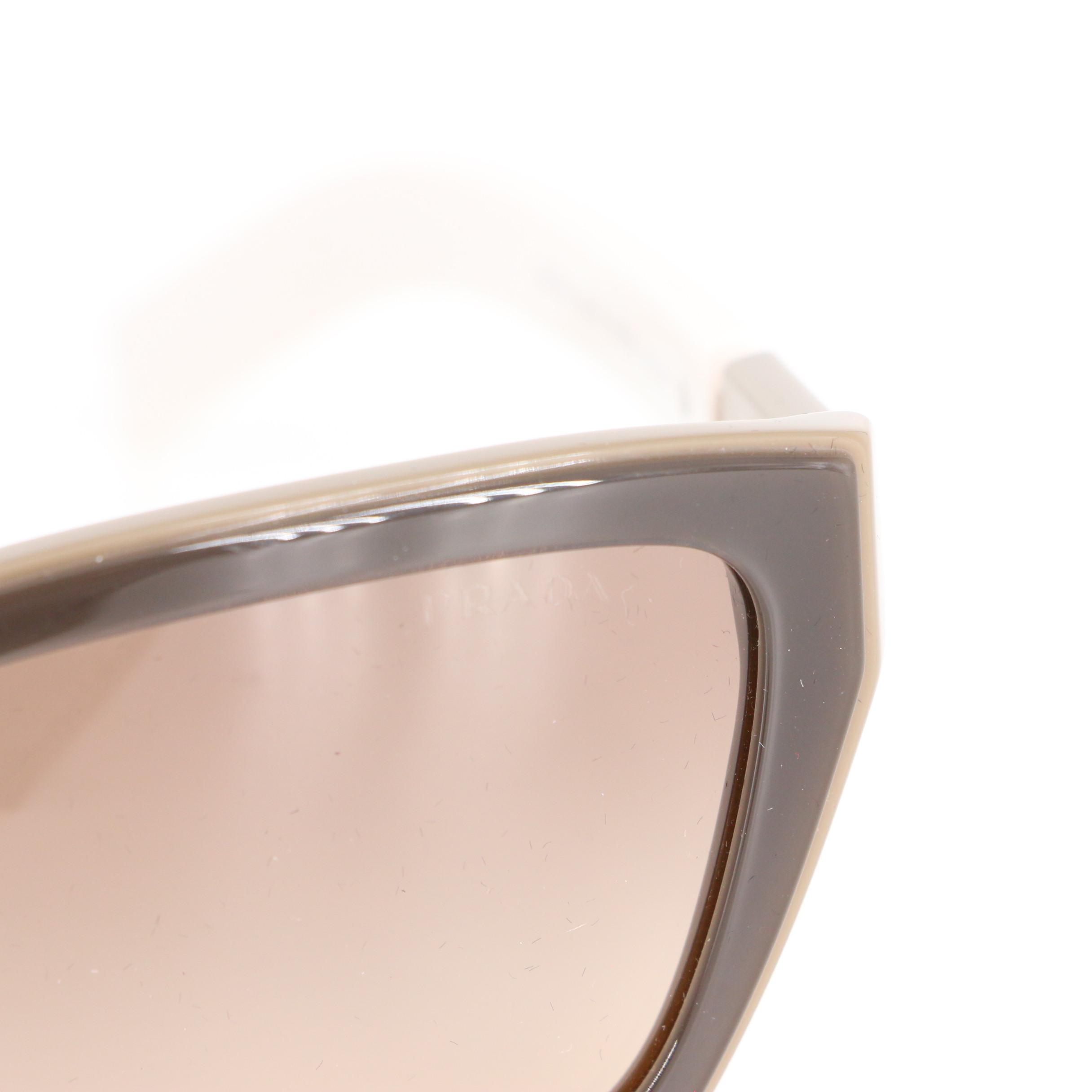 Prada SPR 14X Modified Cat-Eye Taupe/Off-White Frame Gradient Lens With Case