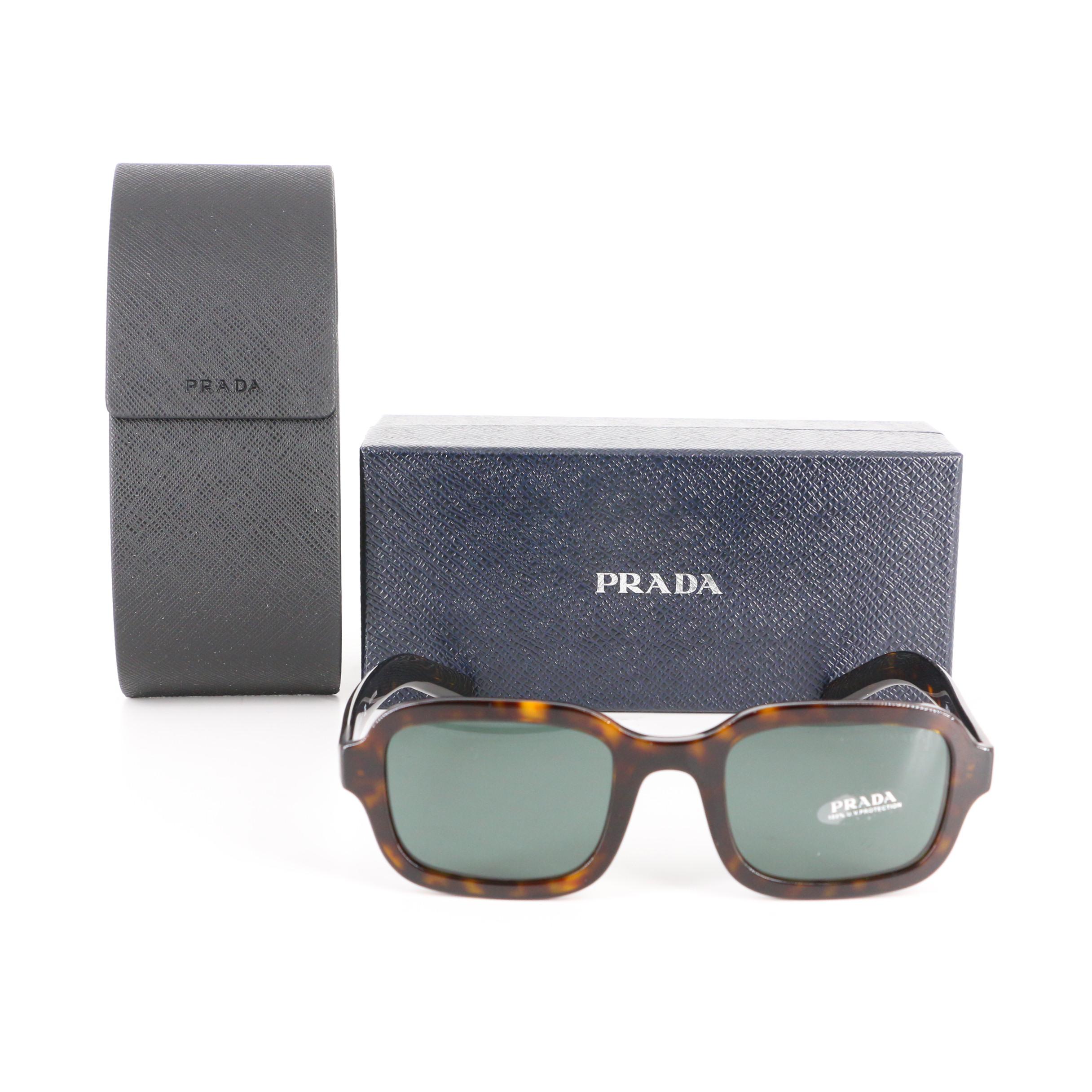 Prada SPR 11X Rectangular Sunglasses in Tortoise with Case