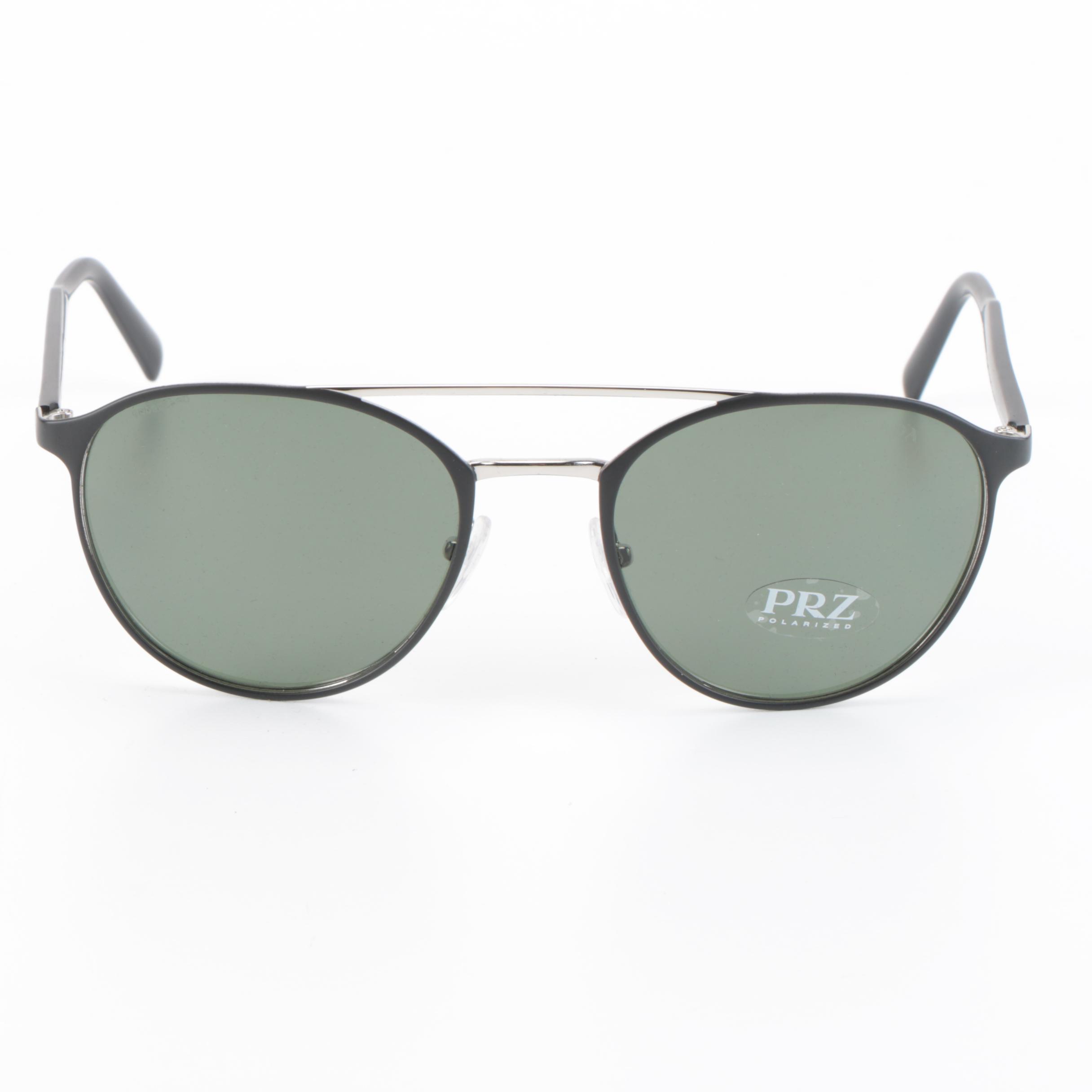 Prada SPR62T Matte Black Metal and Silver Frame Polarized Lens Sunglasses