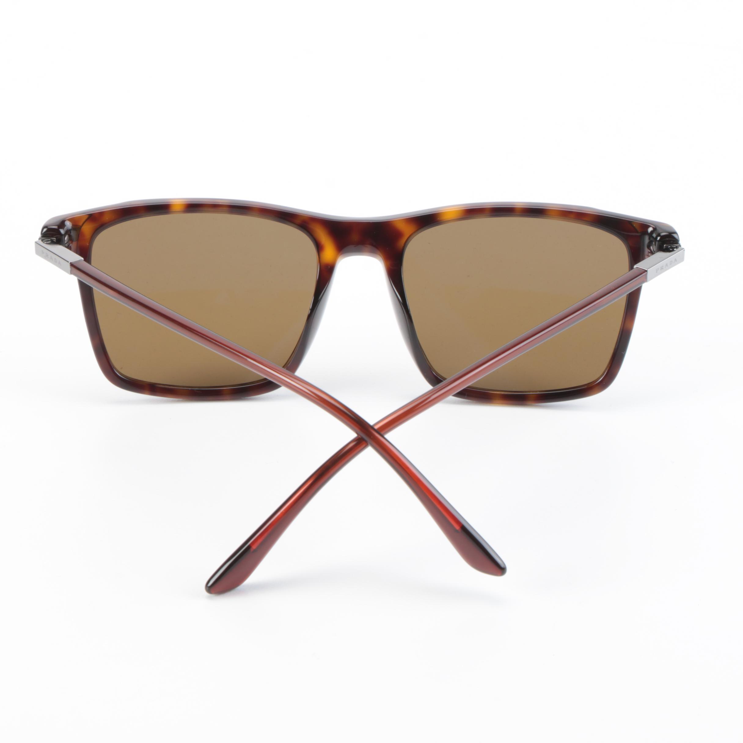 Prada SPR19X Square Dark Havana Frame Sunglasses with Brown Polarized Lenses