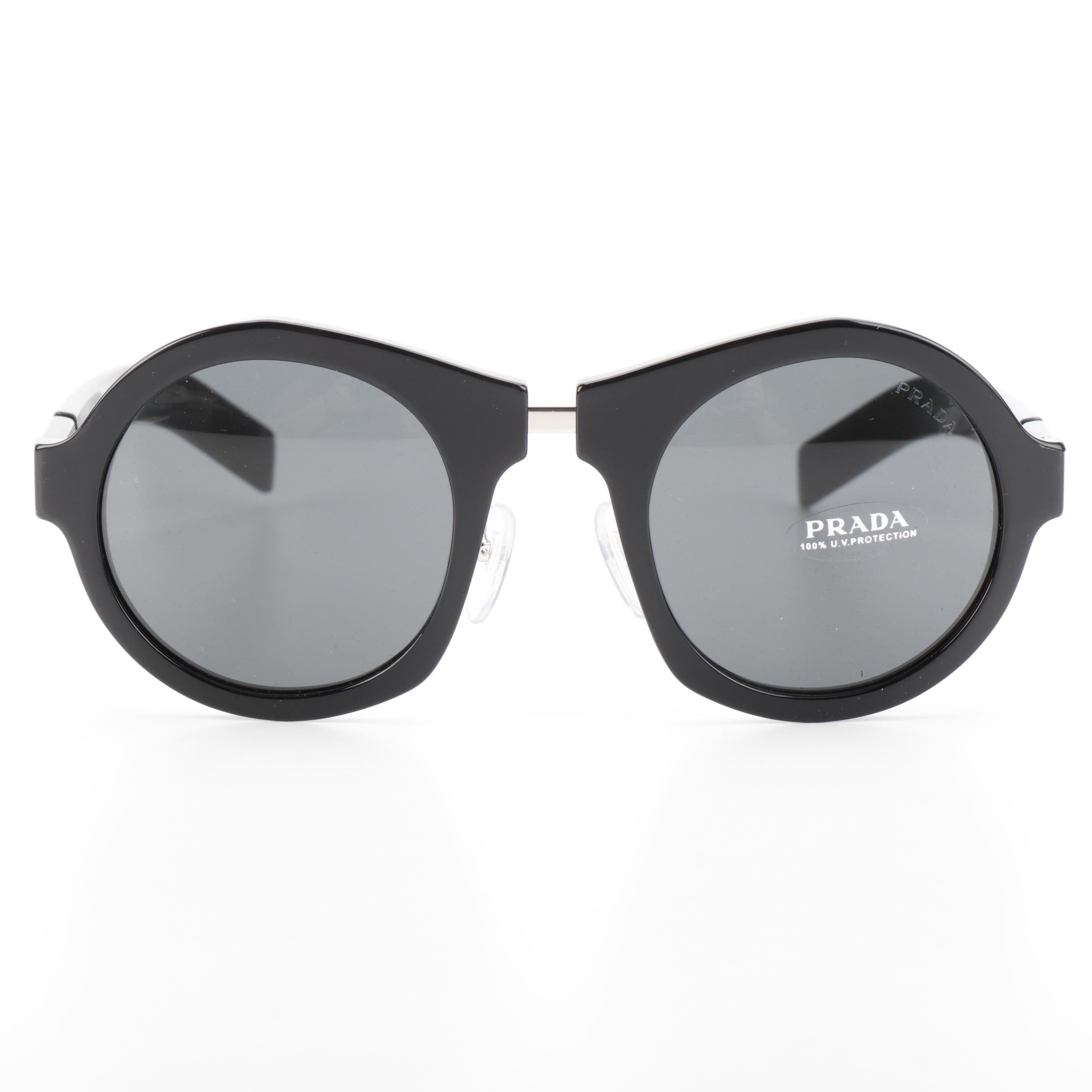Prada SPR 10X Geometric Black Sunglasses with Case