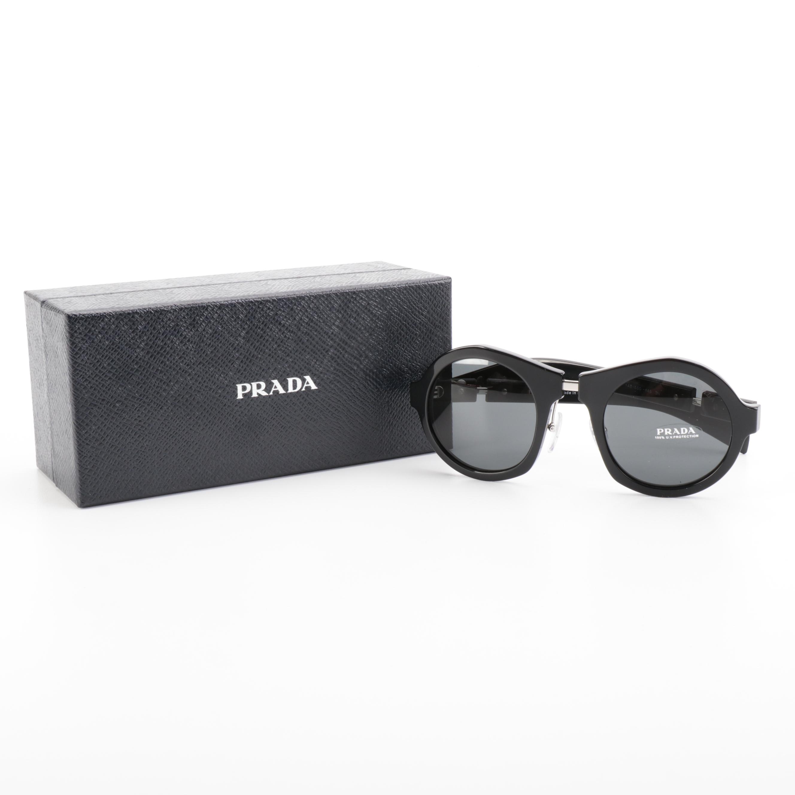 Prada SPR 10X Geometric Black Sunglasses with Case