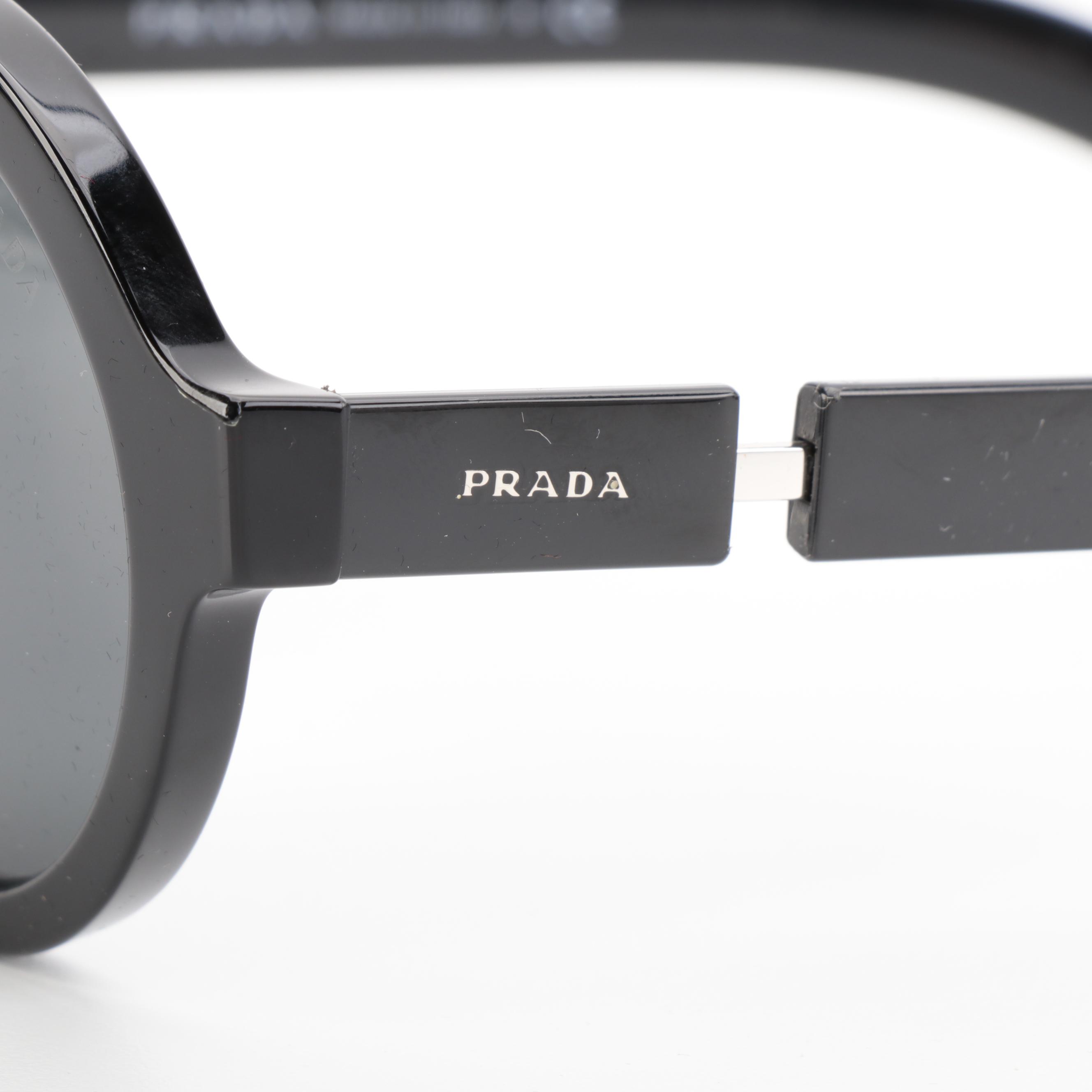 Prada SPR 10X Geometric Black Sunglasses with Case
