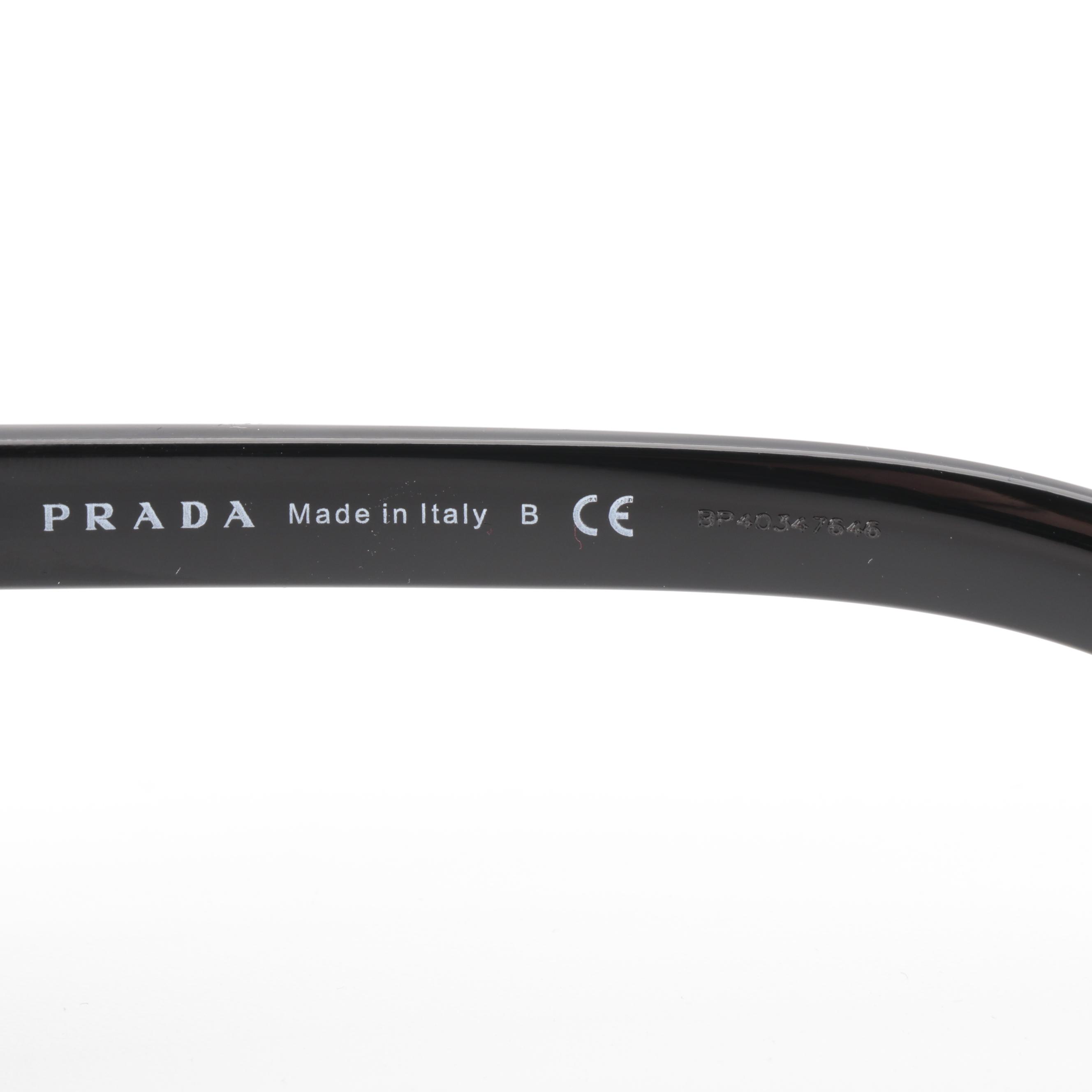 Prada SPR 10X Geometric Black Sunglasses with Case
