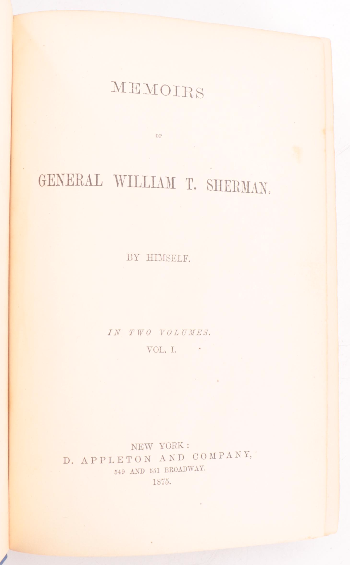First Trade Edition "Memoirs of General William T. Sherman" Two-Volume Set, 1875