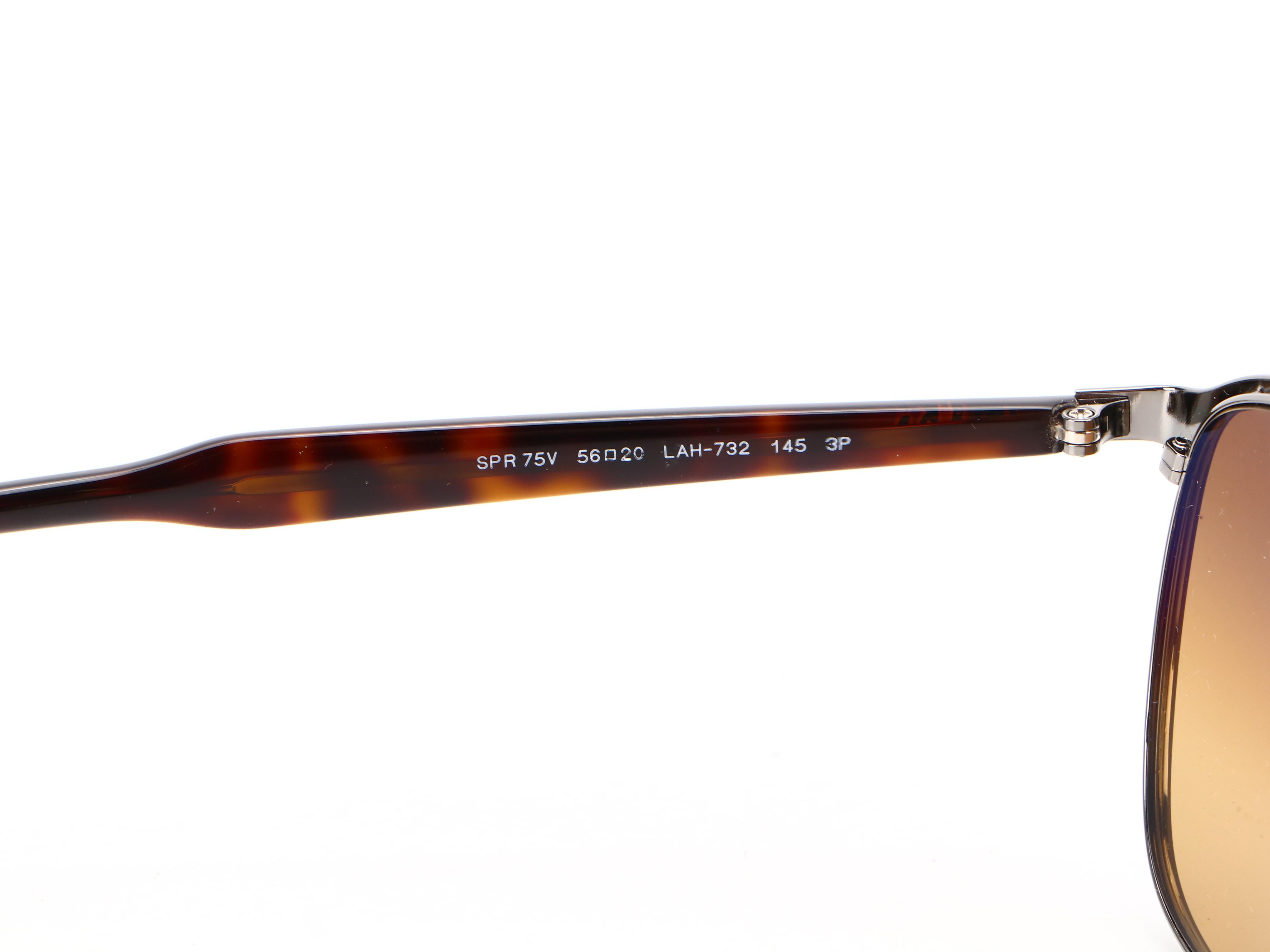 Prada SPR 75V Rectangular Aviator Polarized Sunglasses in Brown/Tortoise