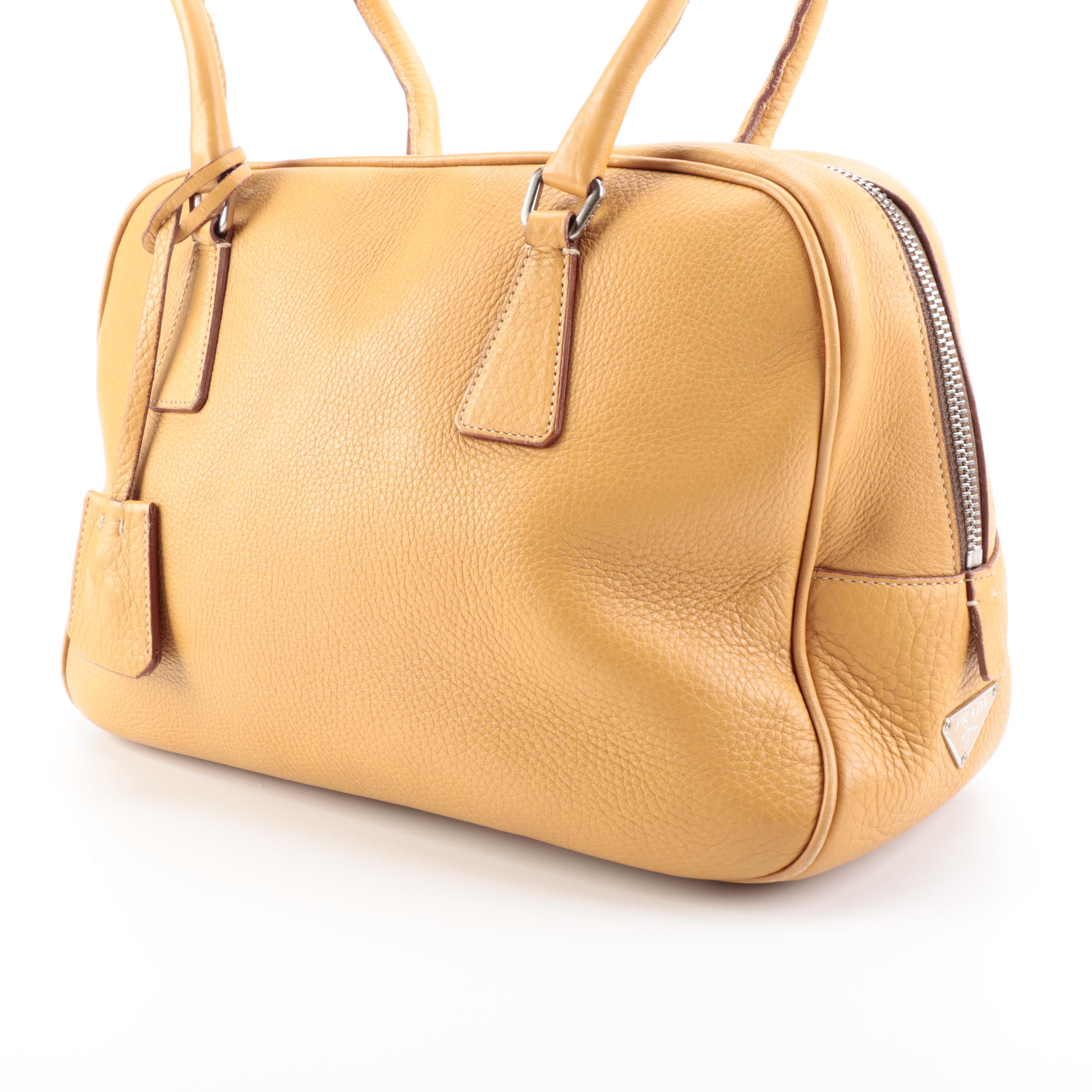 Prada Boston Bag in Vitello Daino Leather with Padlock and Keys