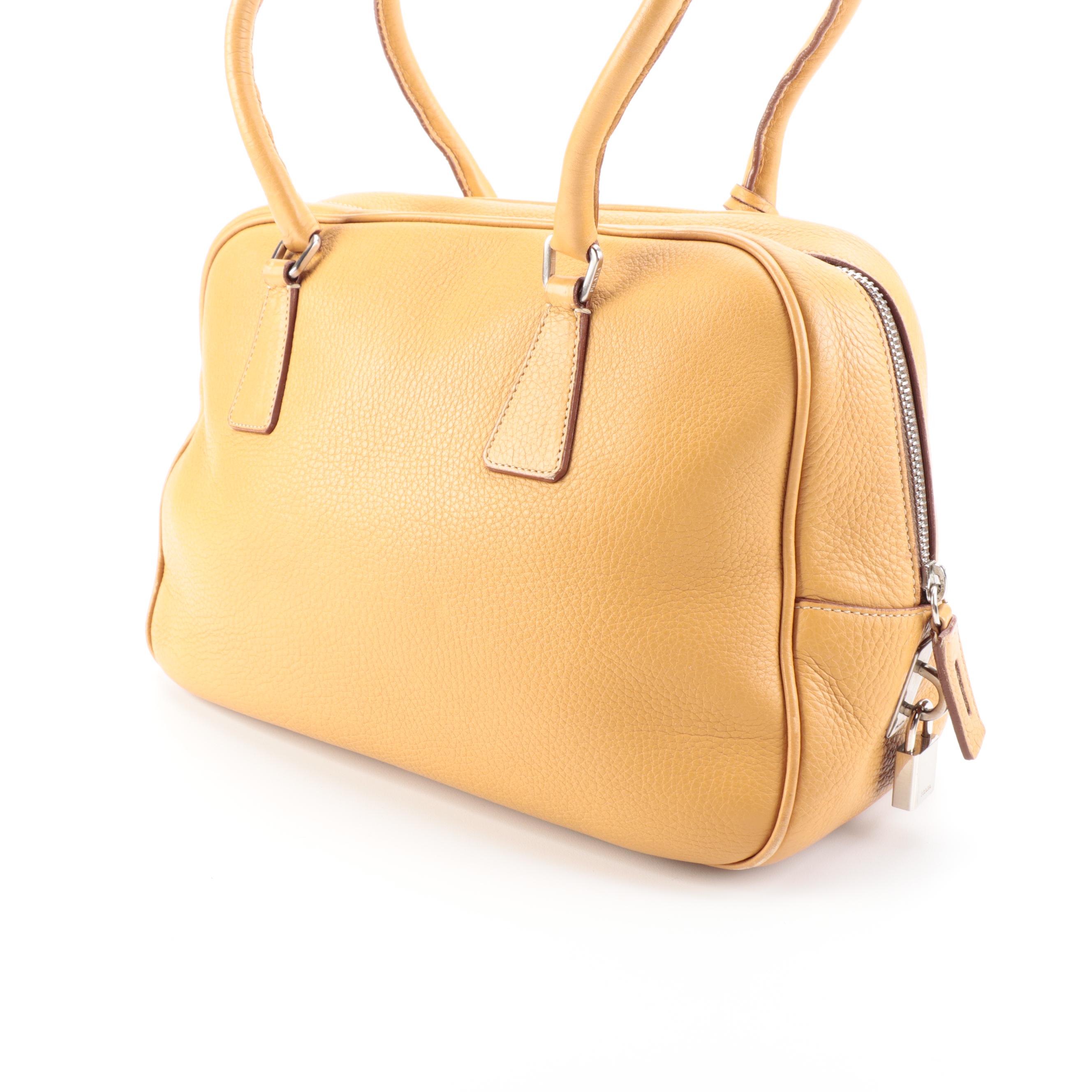 Prada Boston Bag in Vitello Daino Leather with Padlock and Keys