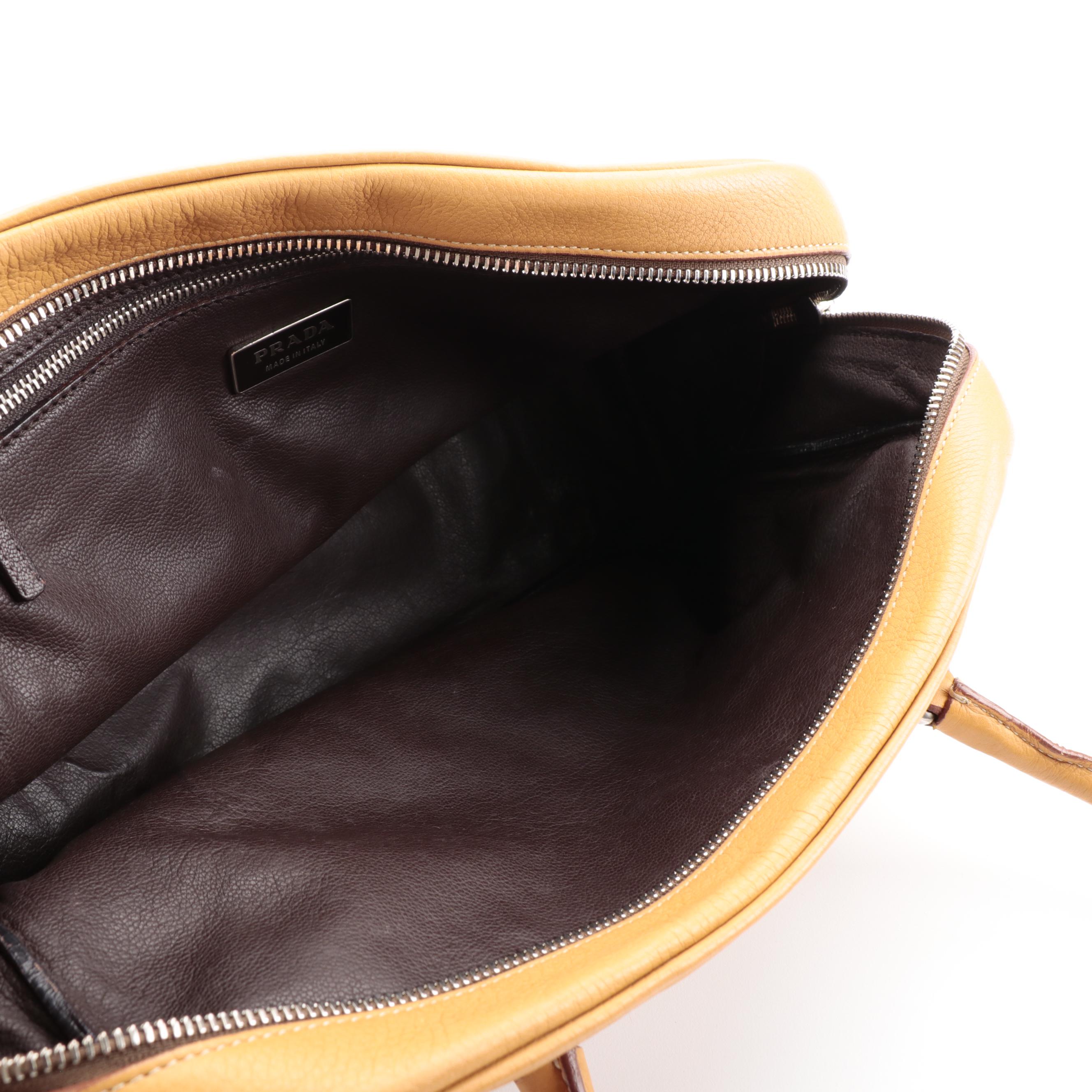 Prada Boston Bag in Vitello Daino Leather with Padlock and Keys