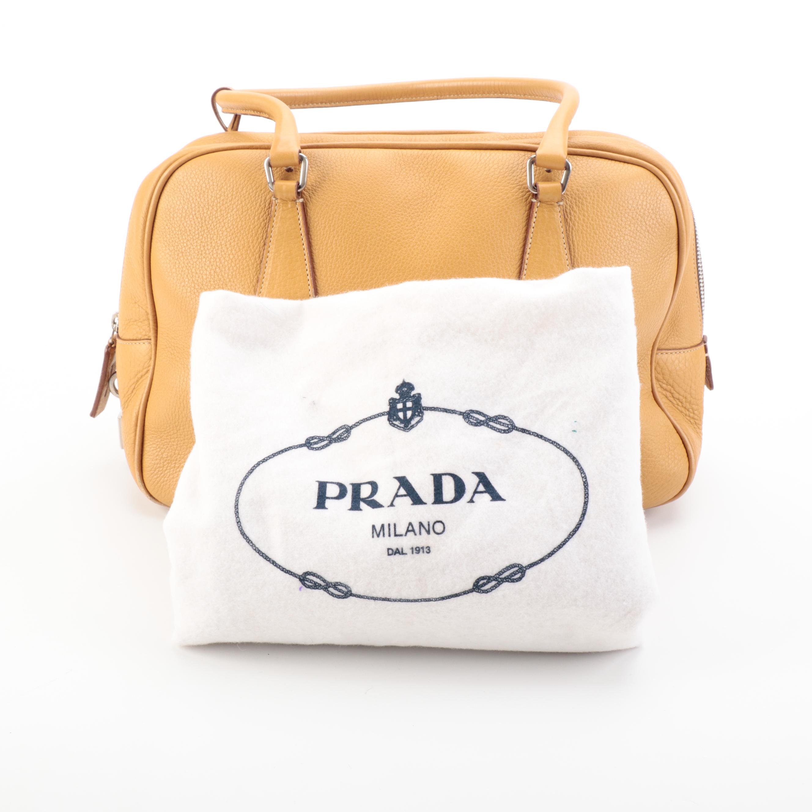 Prada Boston Bag in Vitello Daino Leather with Padlock and Keys