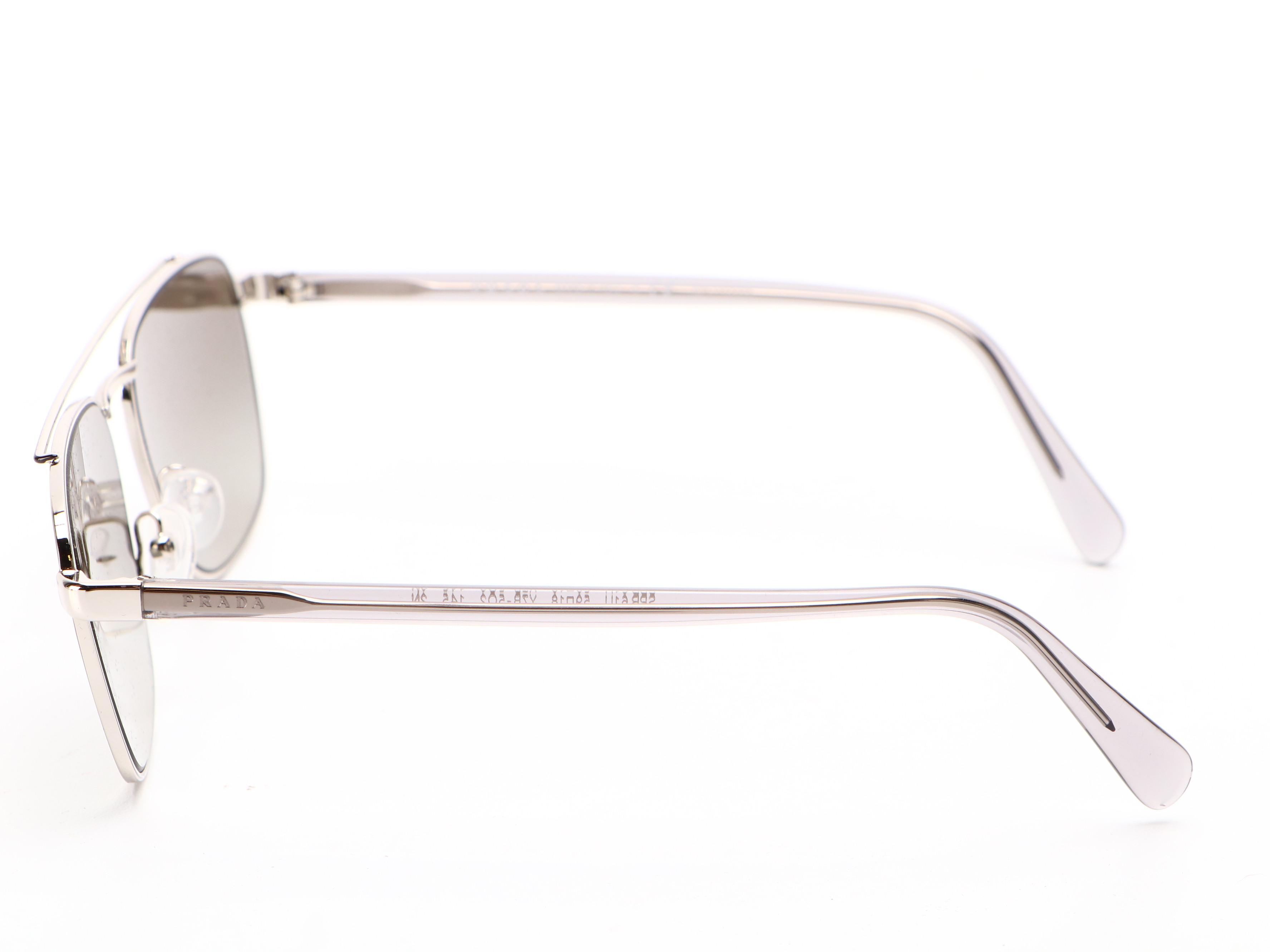 Prada SPR61U Silver Tone Sunglasses with Case and Box