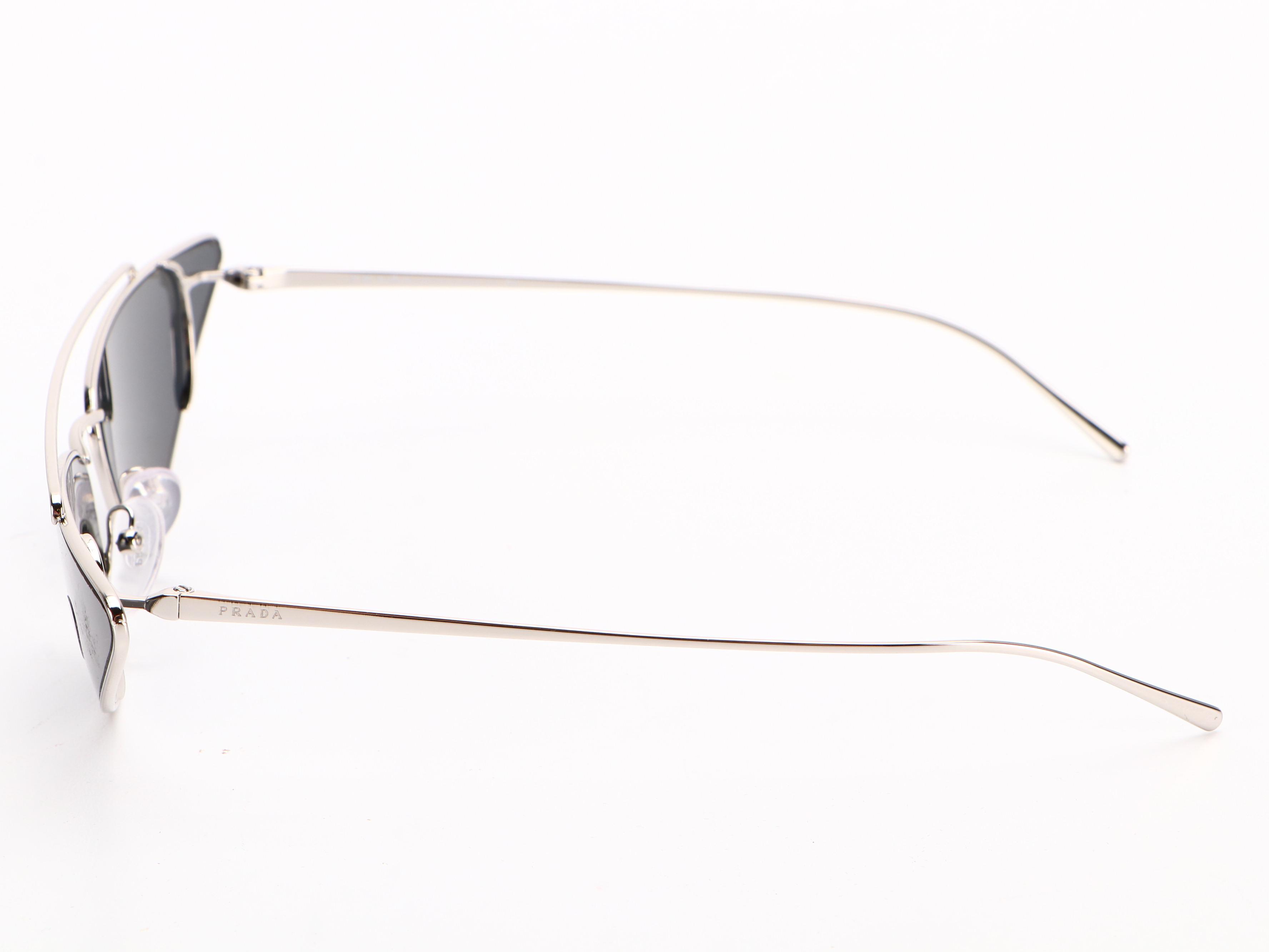 Prada SPR63U Cat Eye Metal Frame Sunglasses with Dark Grey Lenses