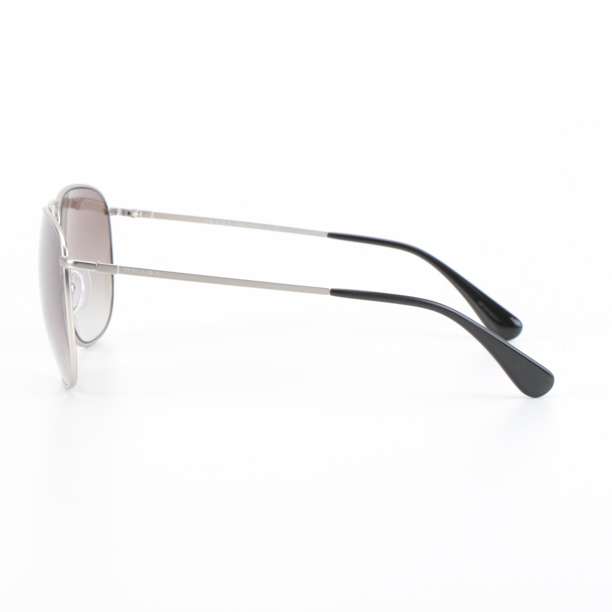 Prada SPR52T Aviator Metal Frame Grey Gradient Lens Sunglasses with Case