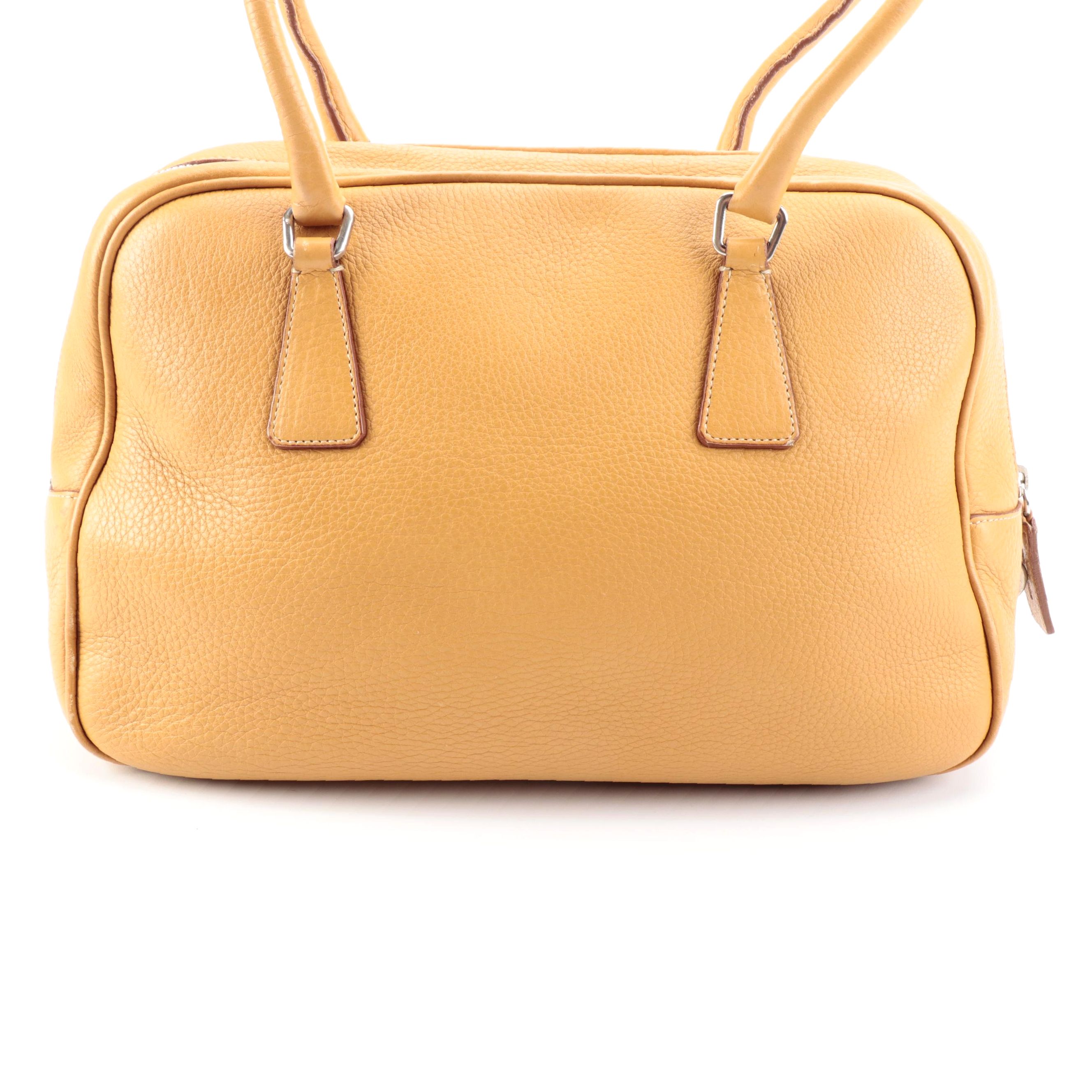 Prada Boston Bag in Vitello Daino Leather with Padlock and Keys