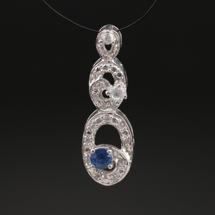 Sterling Sapphire and Zircon Pendant