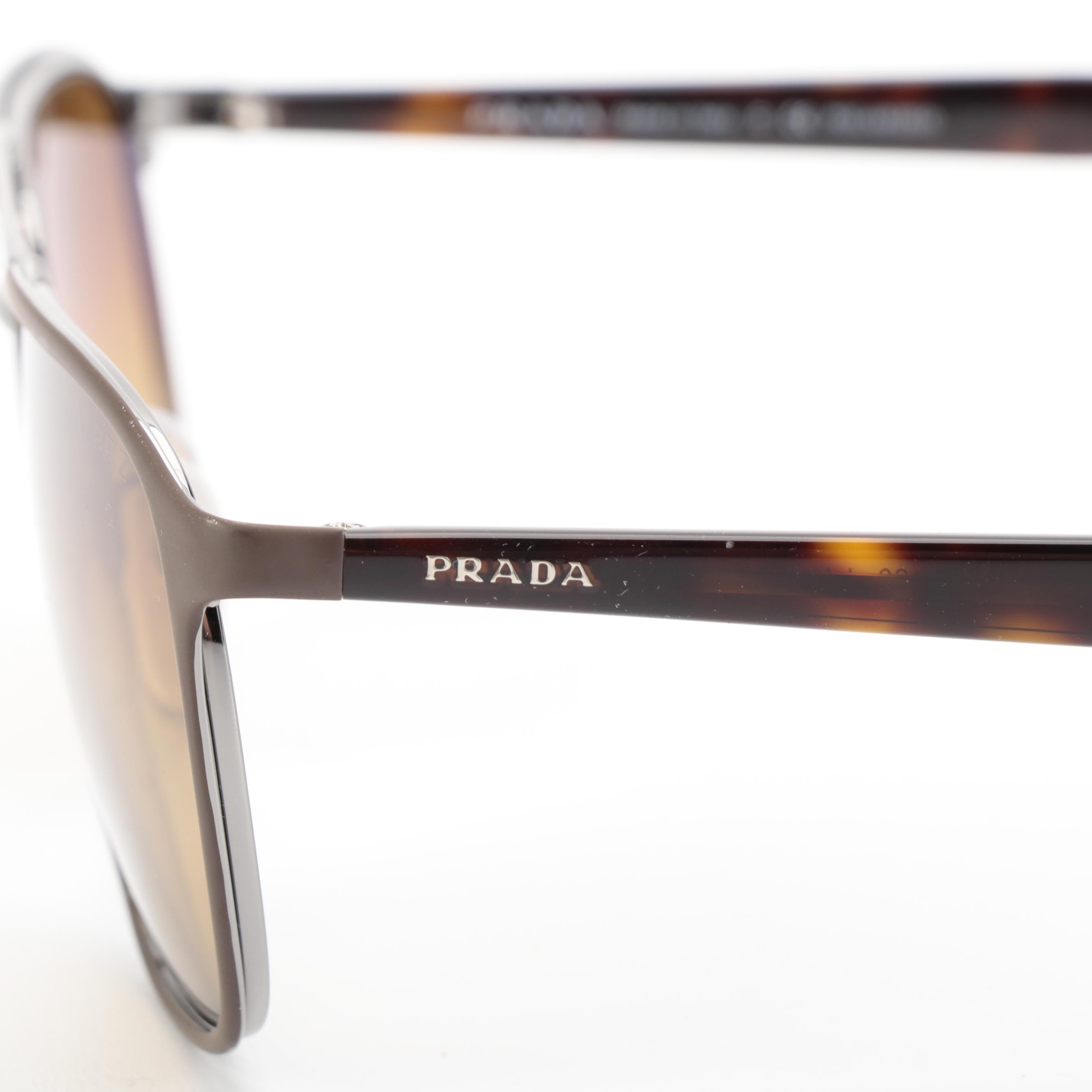 Prada SPR 75V Aviator Polarized Sunglasses with Case