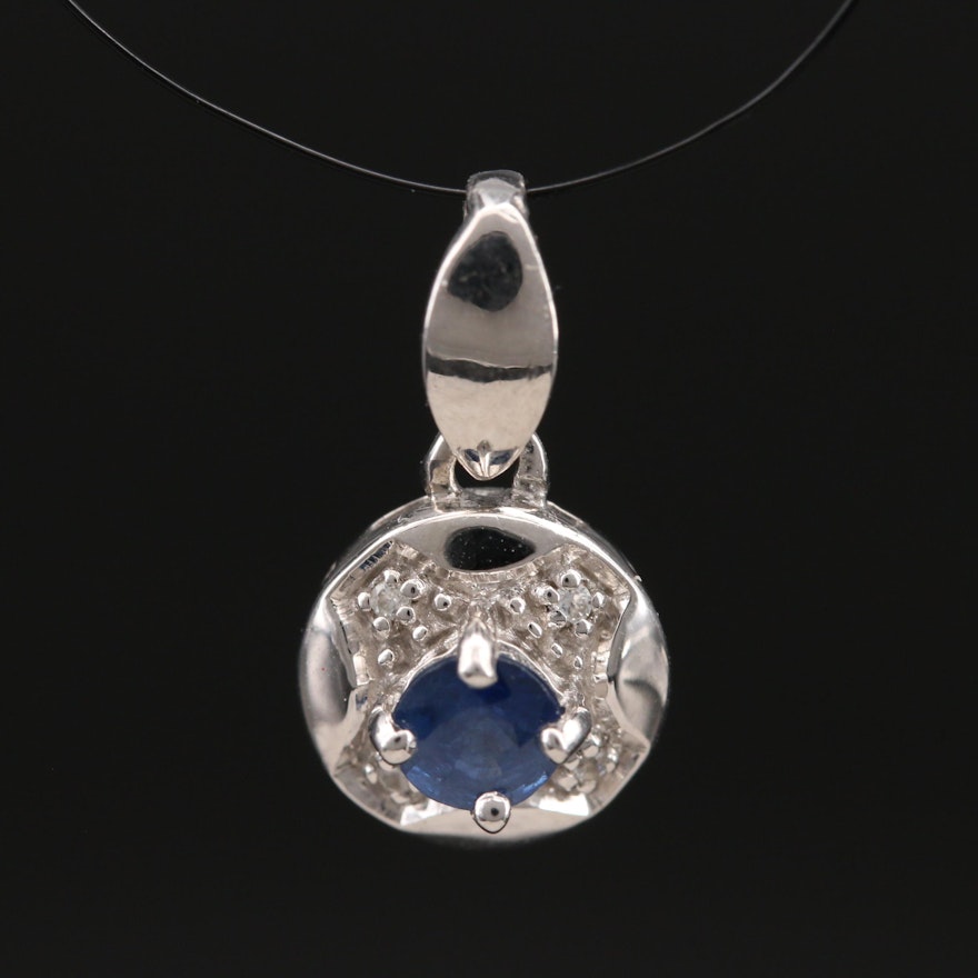 Sterling Sapphire and Zircon Pendant