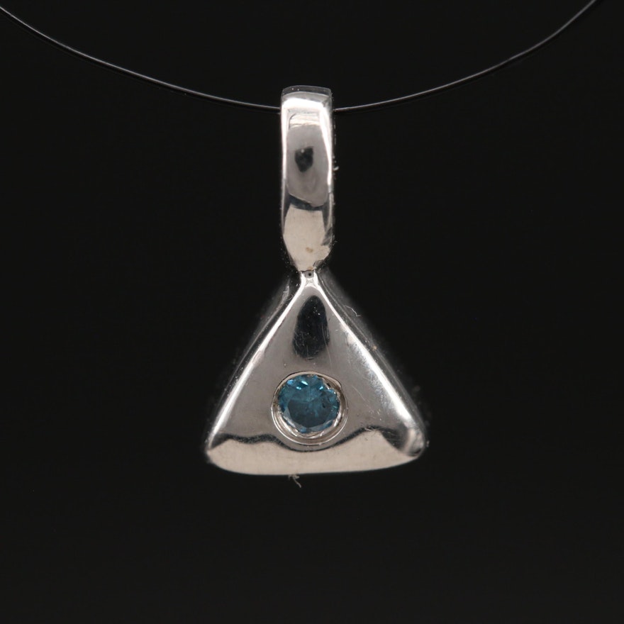 Sterling Diamond Triangle Solitaire Pendant
