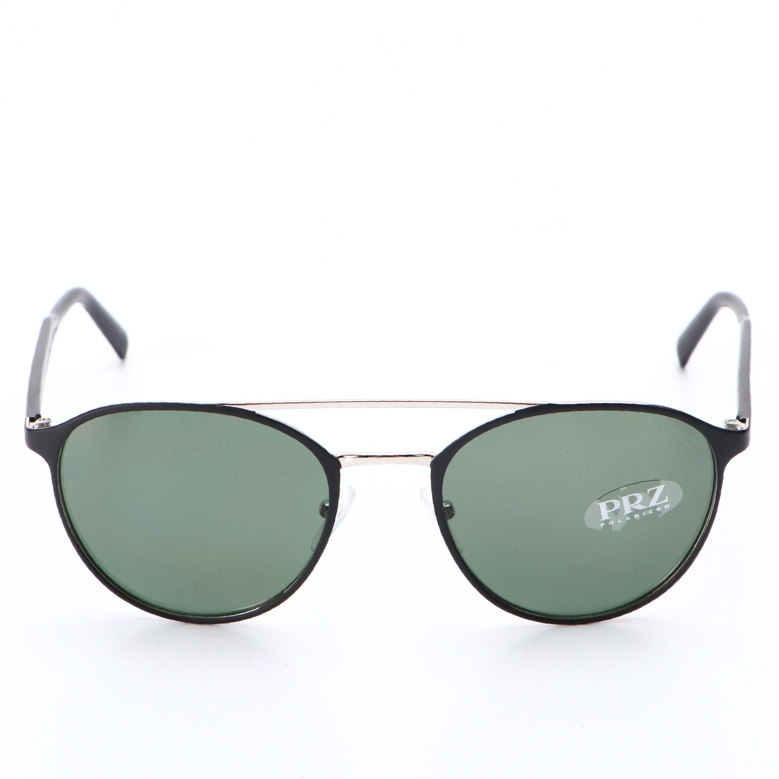 Prada SPR62T Matte Black Metal and Silver Frame Sunglasses with Polarized Lenses