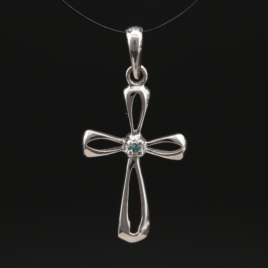 Sterling Diamond Cross Pendant