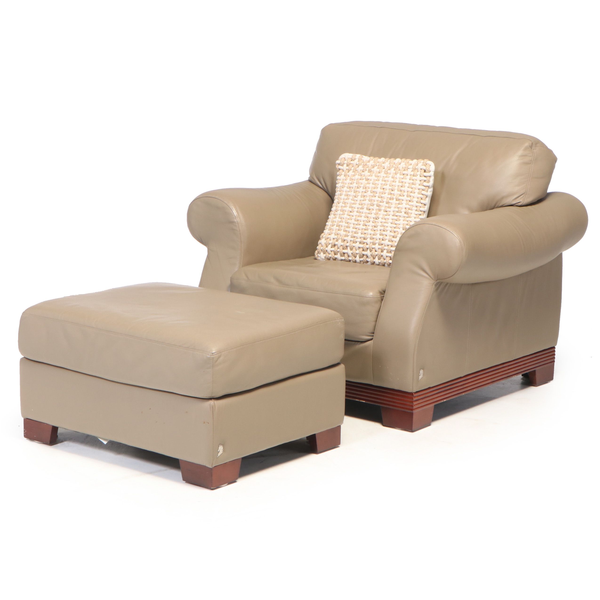 Preston Hill Ltd. Leather Club Chair and Ottoman