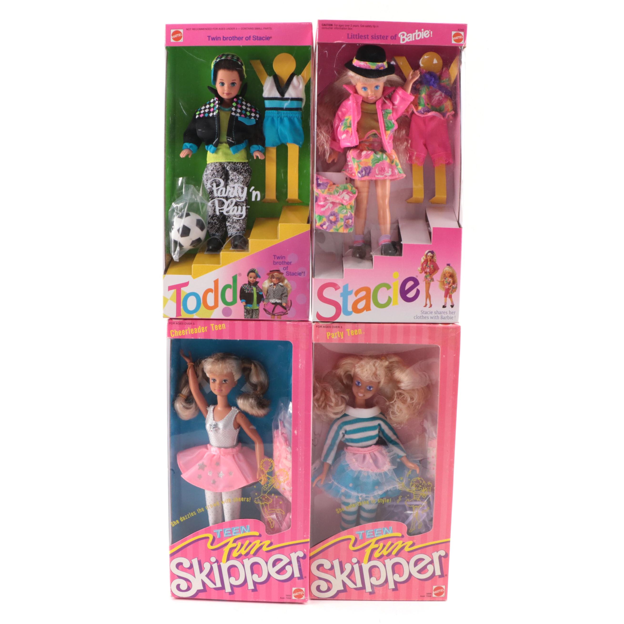 Mattel "Stacie," "Teen Fun Skipper," and "Todd" Dolls