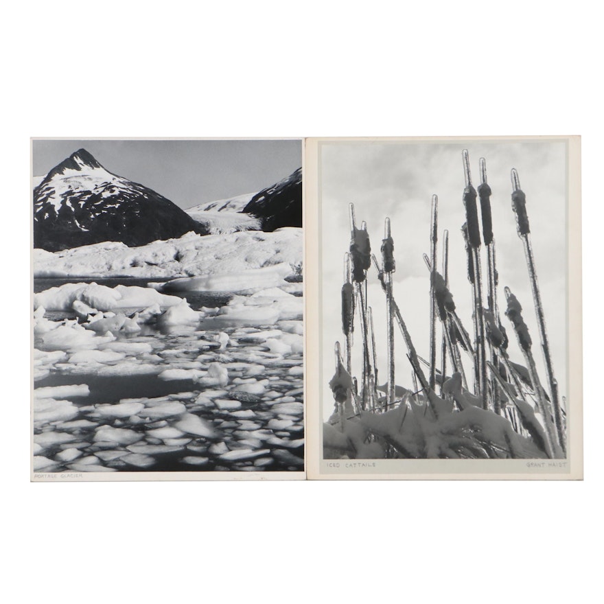 Grant Haist Silver Print Photographs "Portage Glacier" and "Iced Cattails"