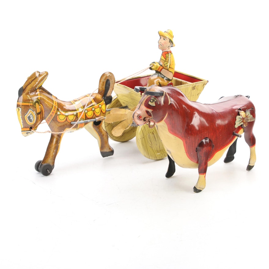 Ferdinand the Bull Tin Litho Wind-Up Toy and Other Tin Litho Wind-Up Toy